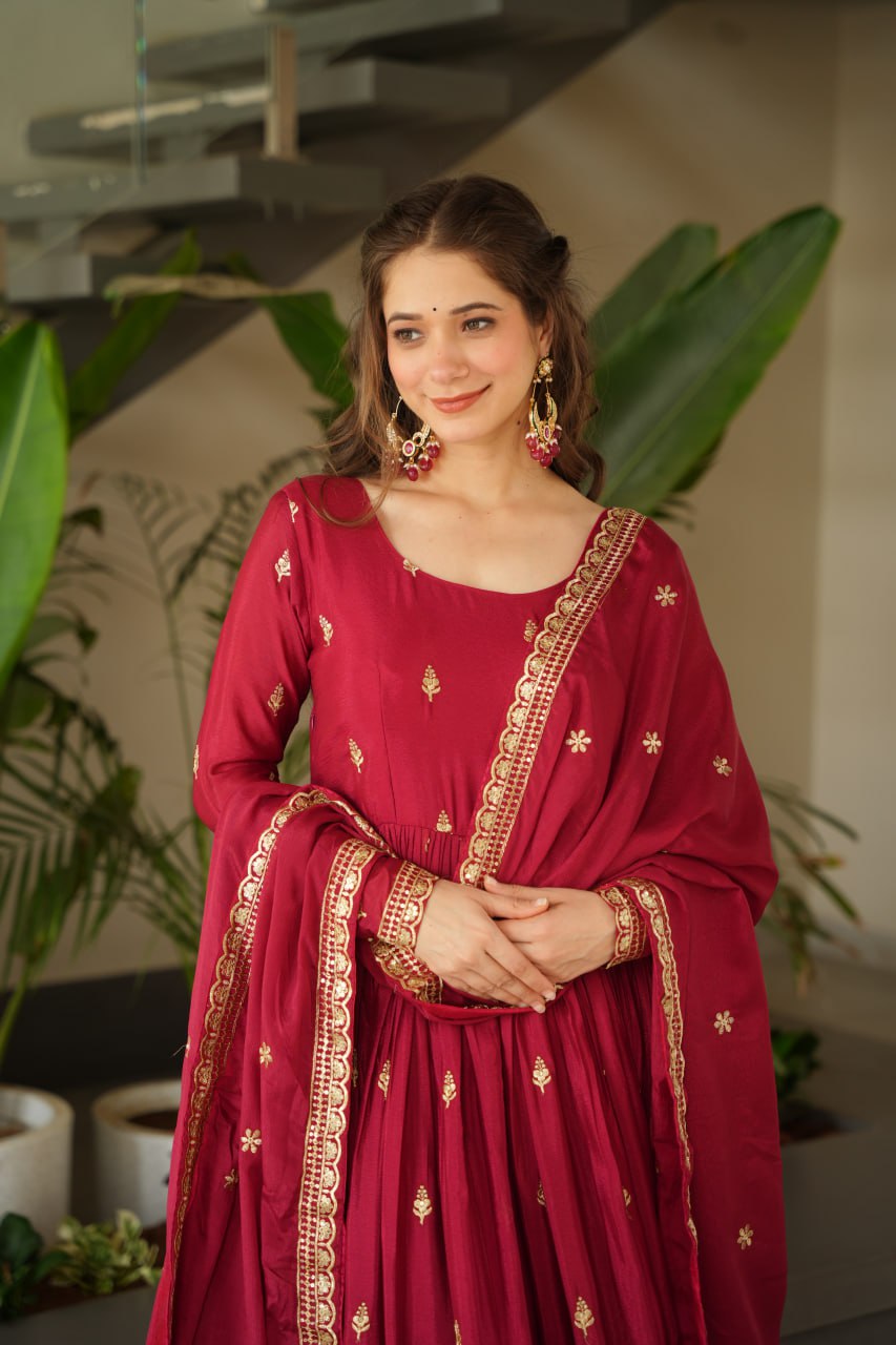 Elegant Embroidered Anarkali Suit with Dupatta