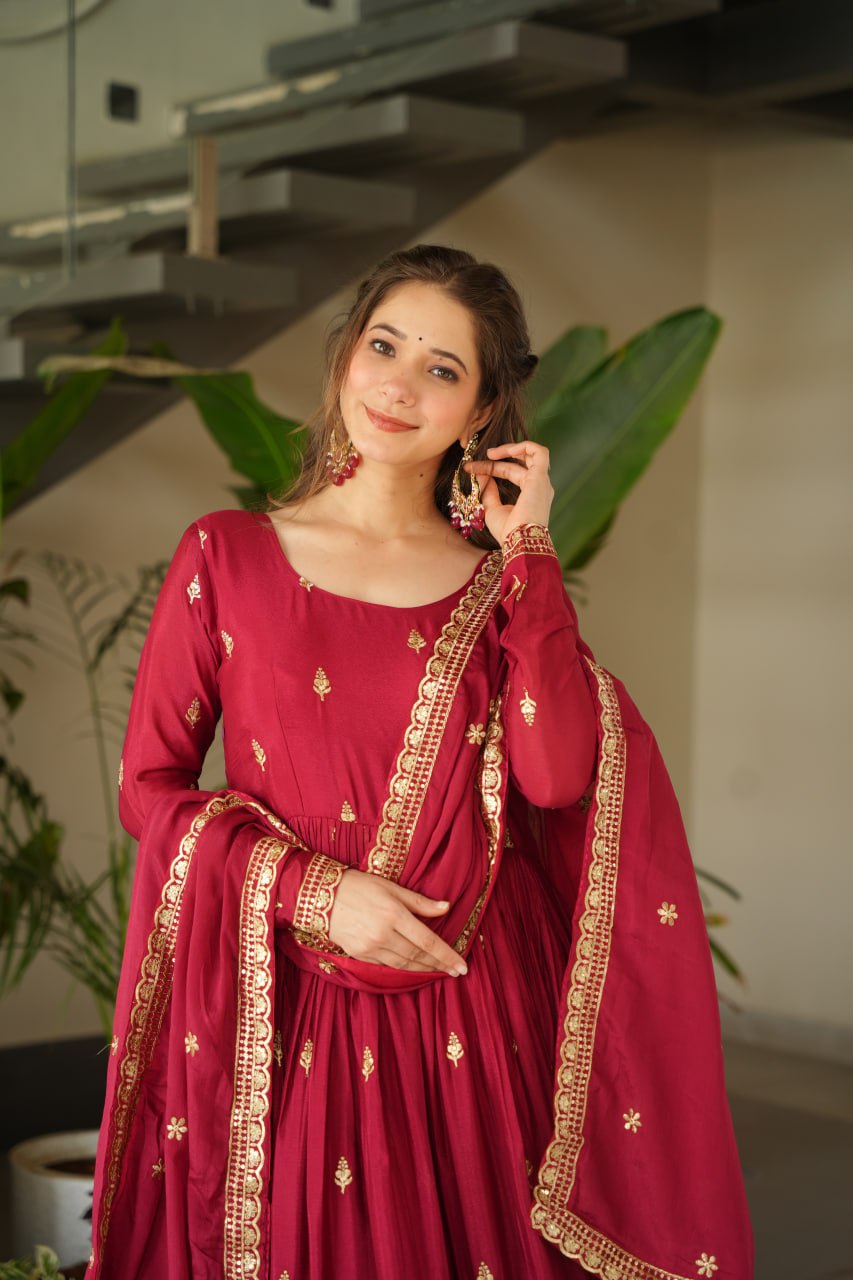 Elegant Embroidered Anarkali Suit with Dupatta