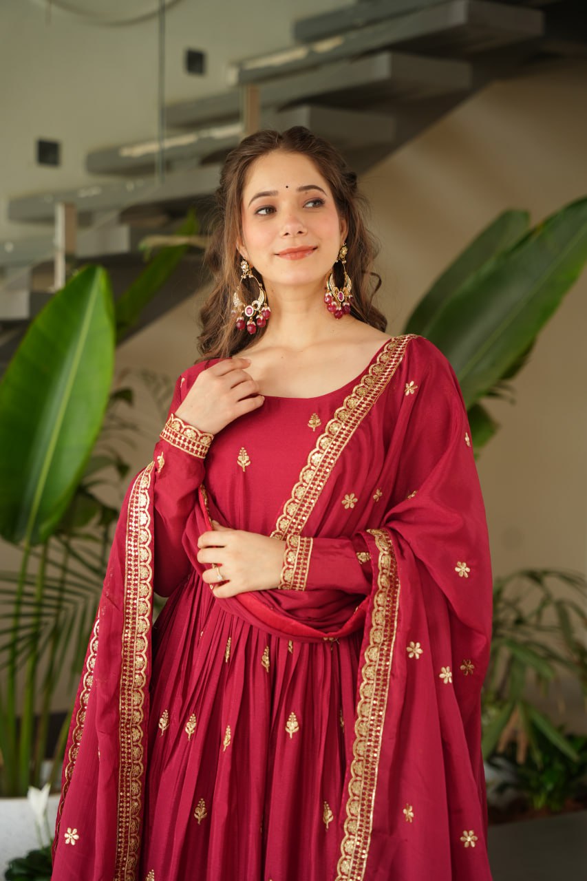 Elegant Embroidered Anarkali Suit with Dupatta