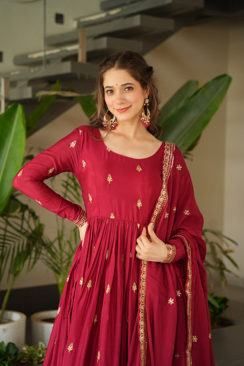 Elegant Embroidered Anarkali Suit with Dupatta