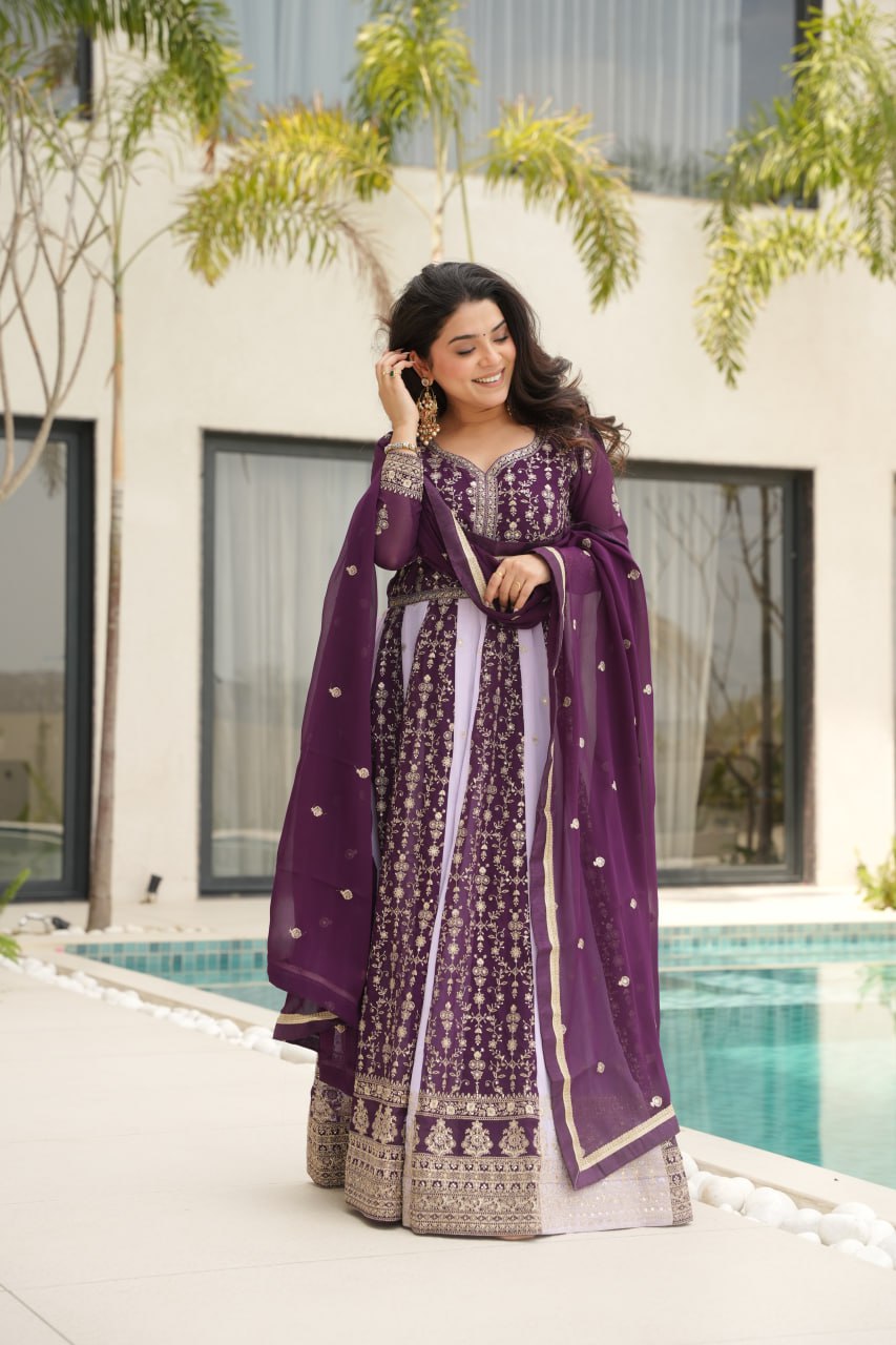 Zari Embroidered Anarkali Suit with Dupatta