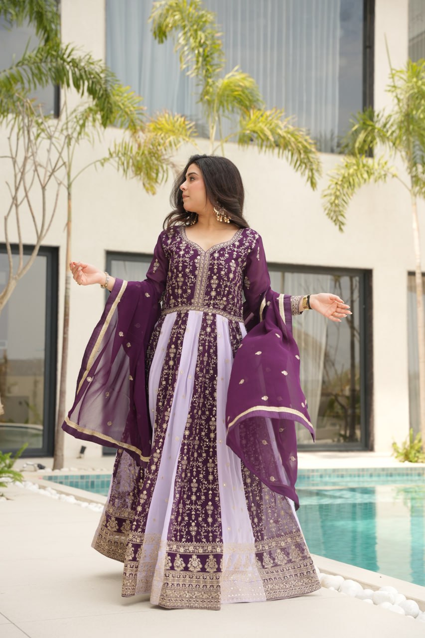 Zari Embroidered Anarkali Suit with Dupatta
