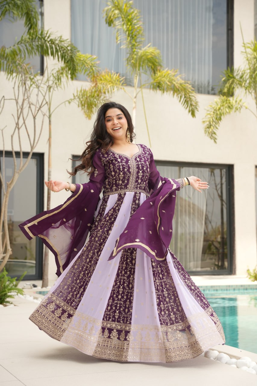 Zari Embroidered Anarkali Suit with Dupatta