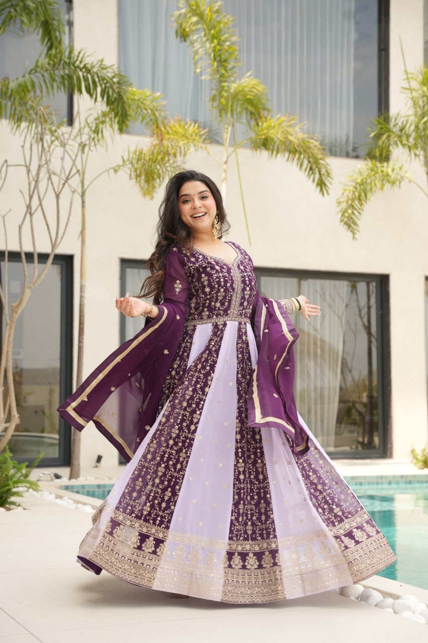Zari Embroidered Anarkali Suit with Dupatta