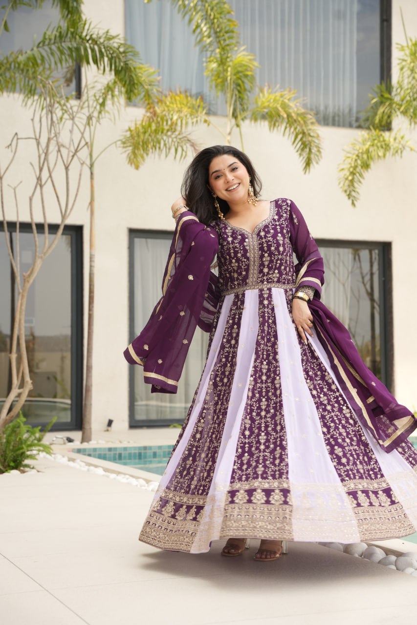 Zari Embroidered Anarkali Suit with Dupatta
