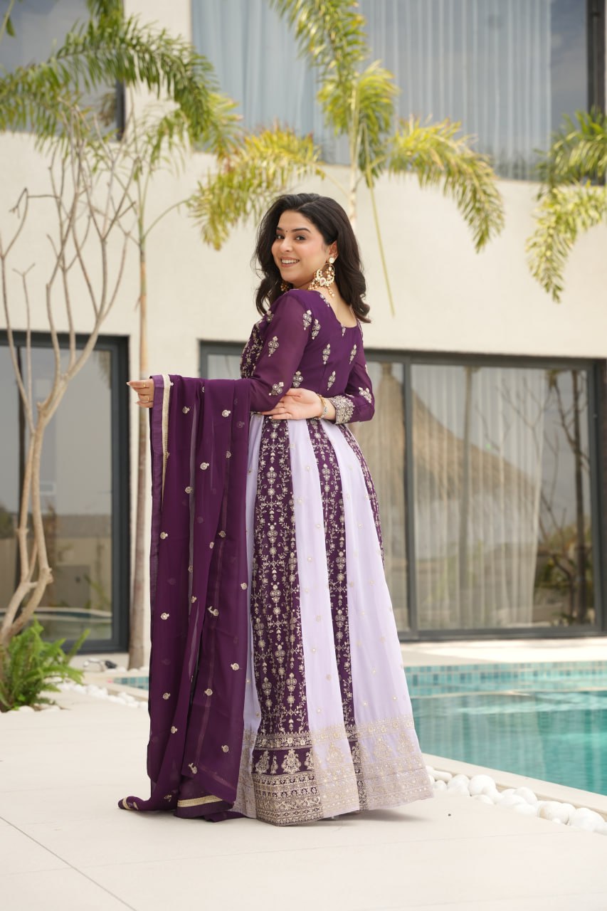 Zari Embroidered Anarkali Suit with Dupatta