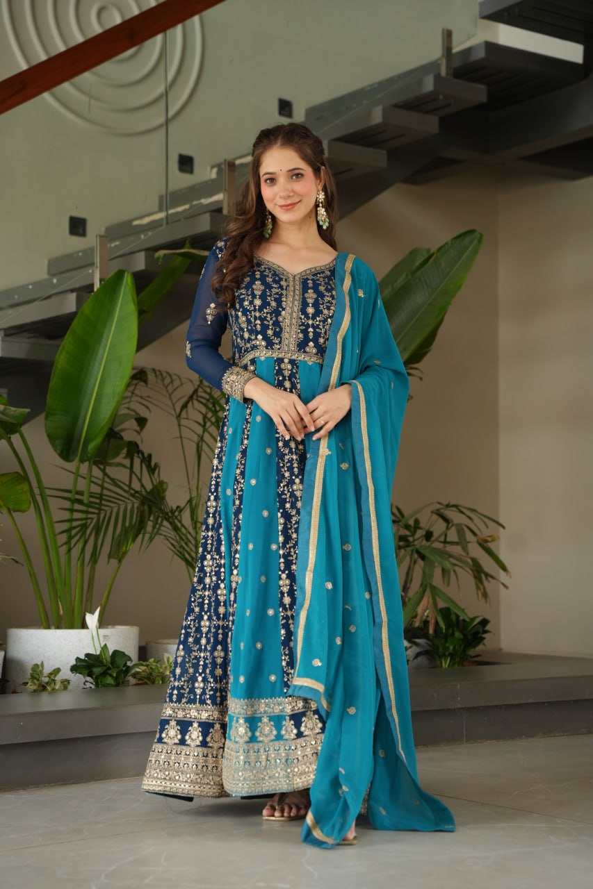 Zari Embroidered Anarkali Suit with Dupatta