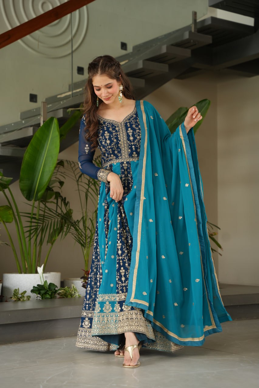 Zari Embroidered Anarkali Suit with Dupatta
