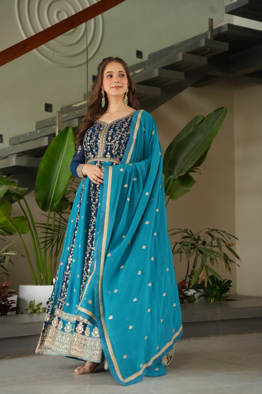 Zari Embroidered Anarkali Suit with Dupatta