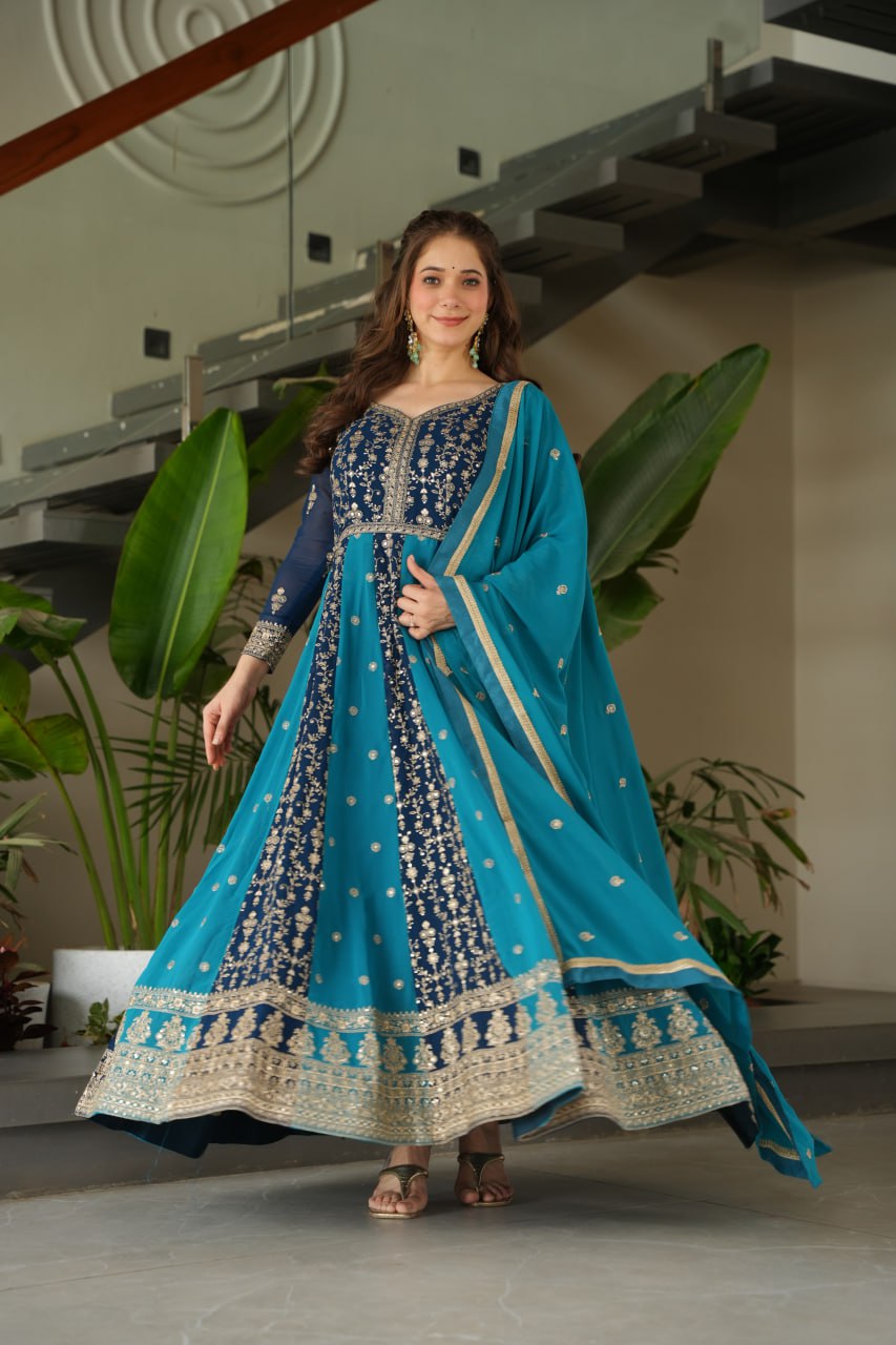 Zari Embroidered Anarkali Suit with Dupatta