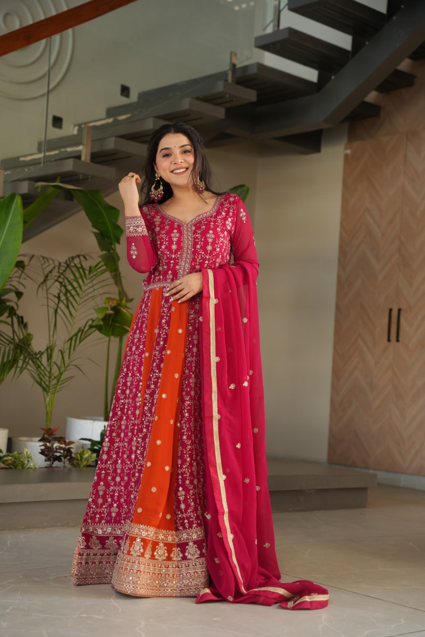 Zari Embroidered Anarkali Suit with Dupatta