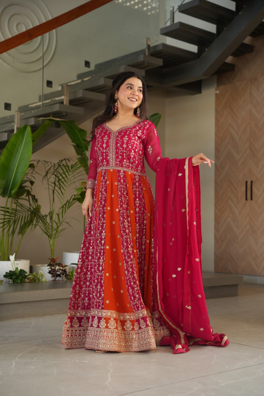 Zari Embroidered Anarkali Suit with Dupatta