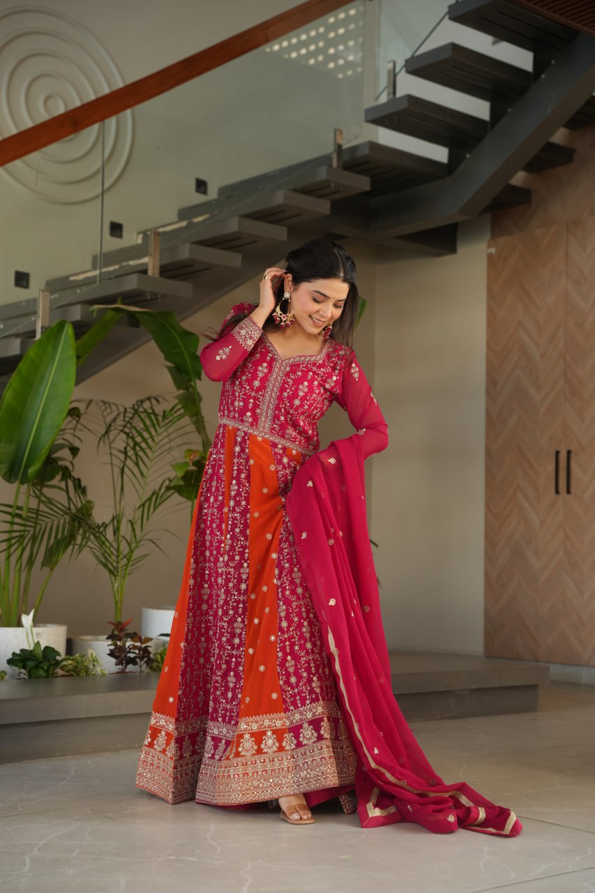 Zari Embroidered Anarkali Suit with Dupatta