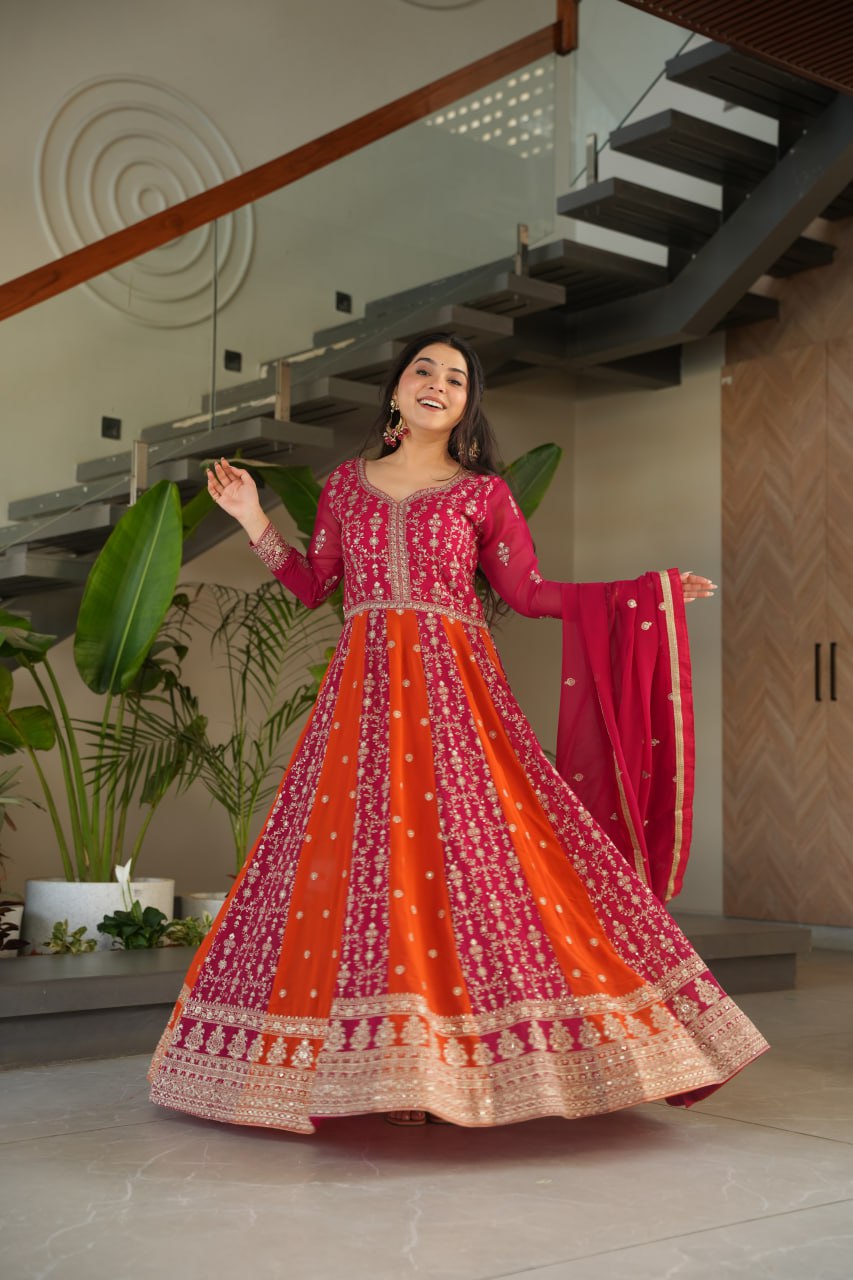 Zari Embroidered Anarkali Suit with Dupatta