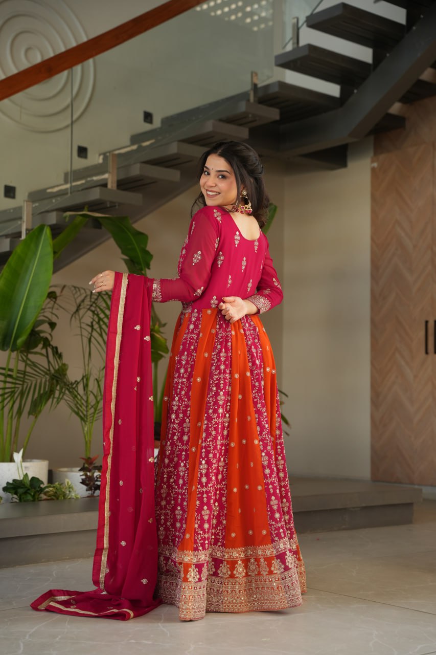 Zari Embroidered Anarkali Suit with Dupatta