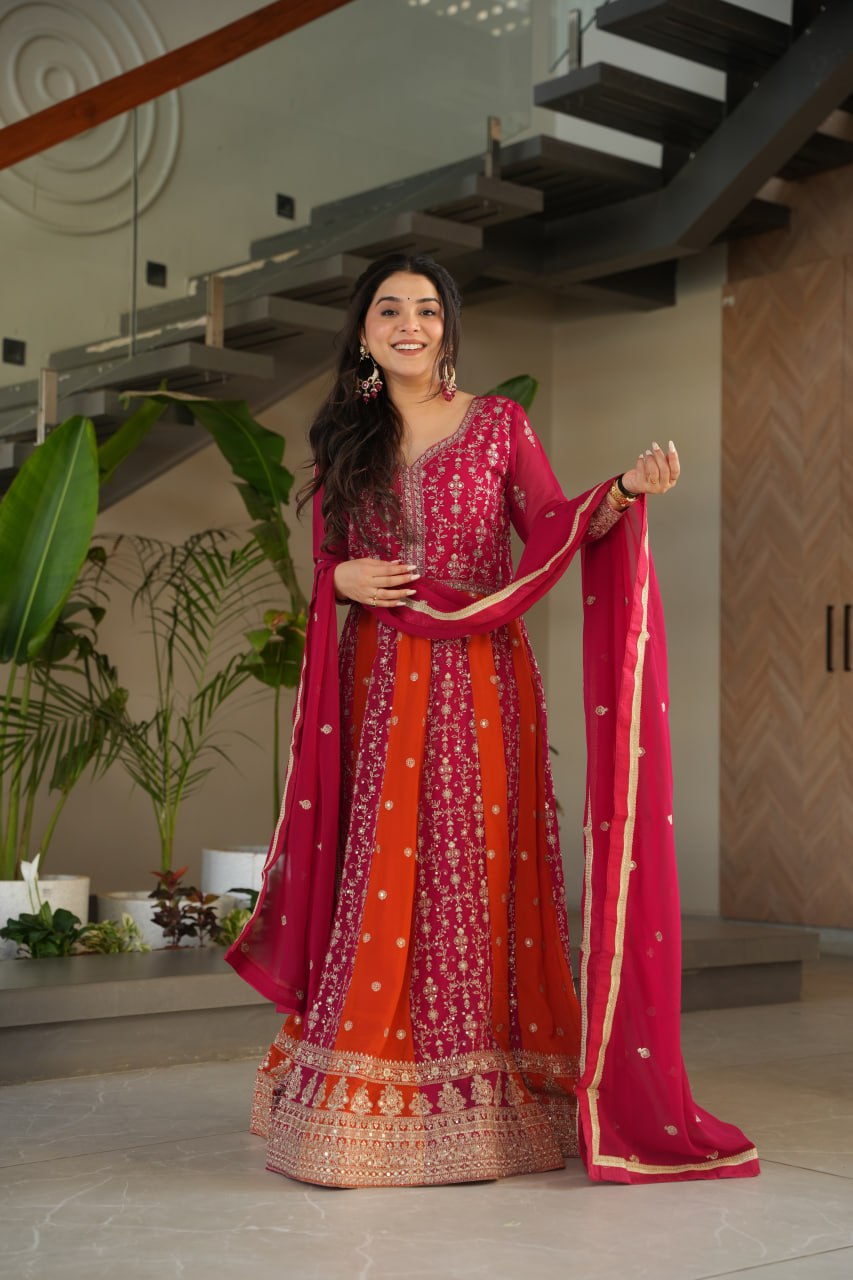 Zari Embroidered Anarkali Suit with Dupatta
