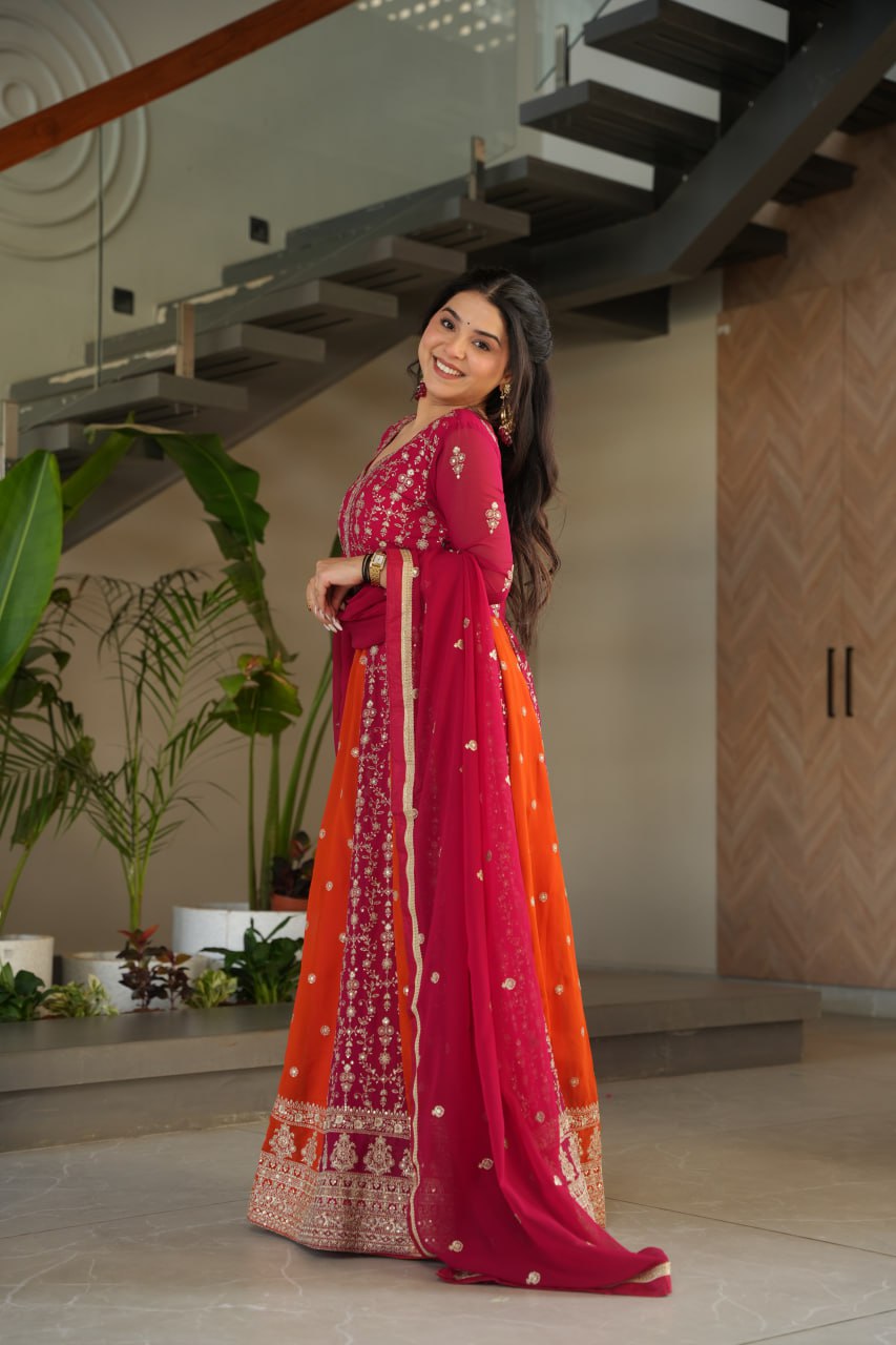 Zari Embroidered Anarkali Suit with Dupatta