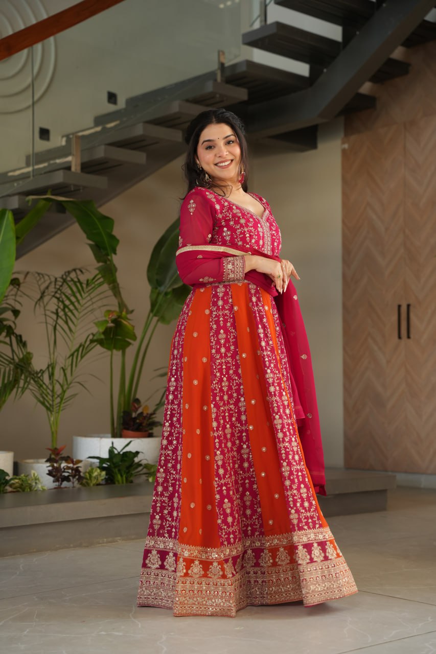 Zari Embroidered Anarkali Suit with Dupatta