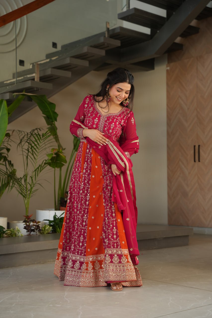Zari Embroidered Anarkali Suit with Dupatta