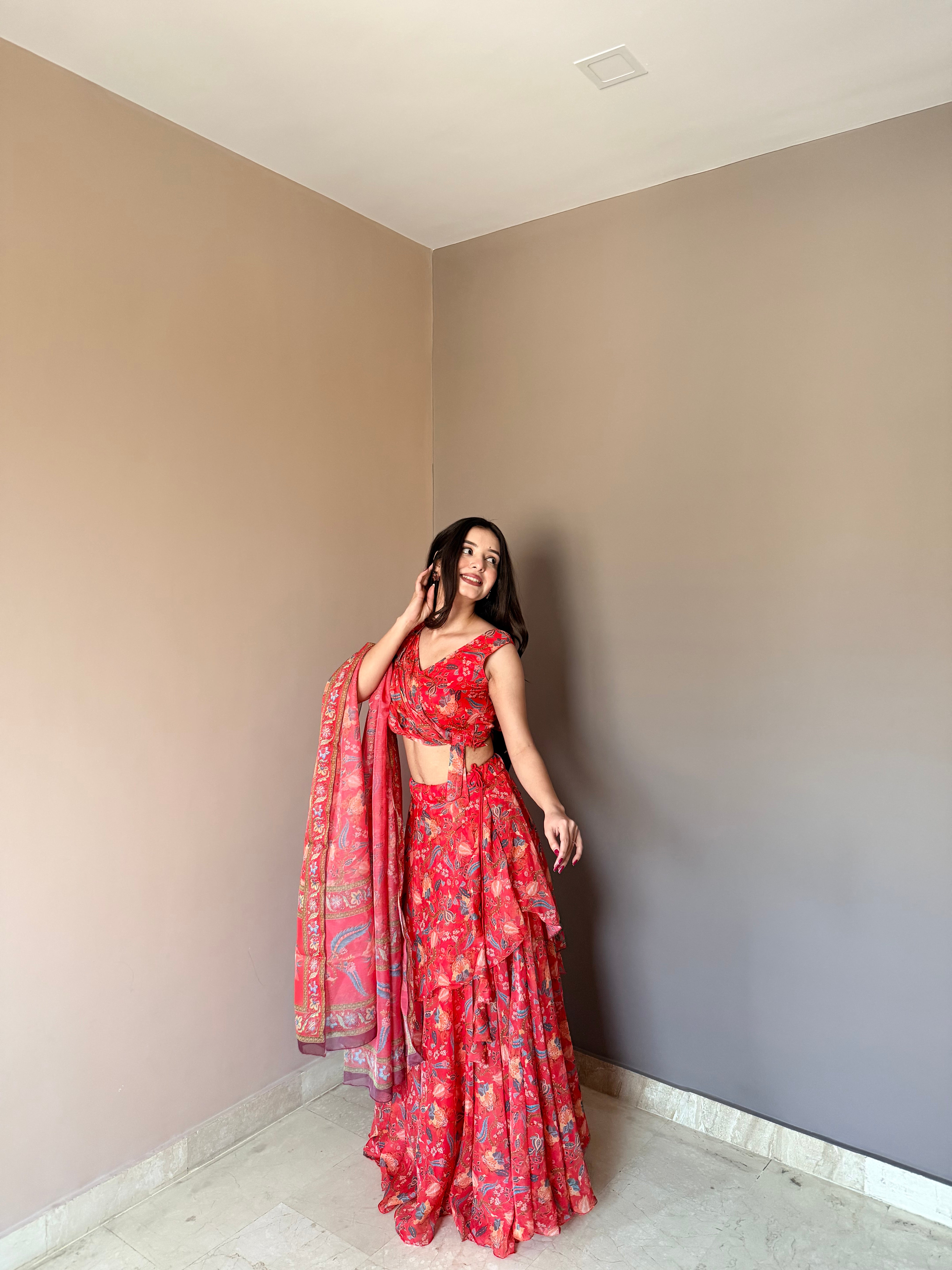 Designer Party Wear Floral Lehenga Choli Set