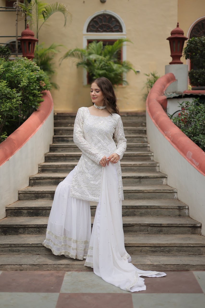 PREMIUM DESIGNER READYMADE TOP-SHARARA-DUPATTA COLLECTIONS