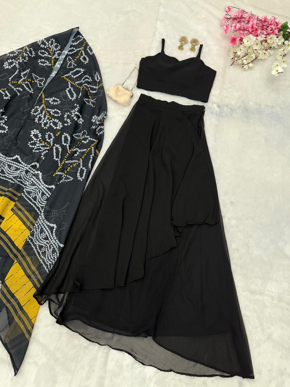 pure Georgette with Designer Lace Fully Stitched  lehnga