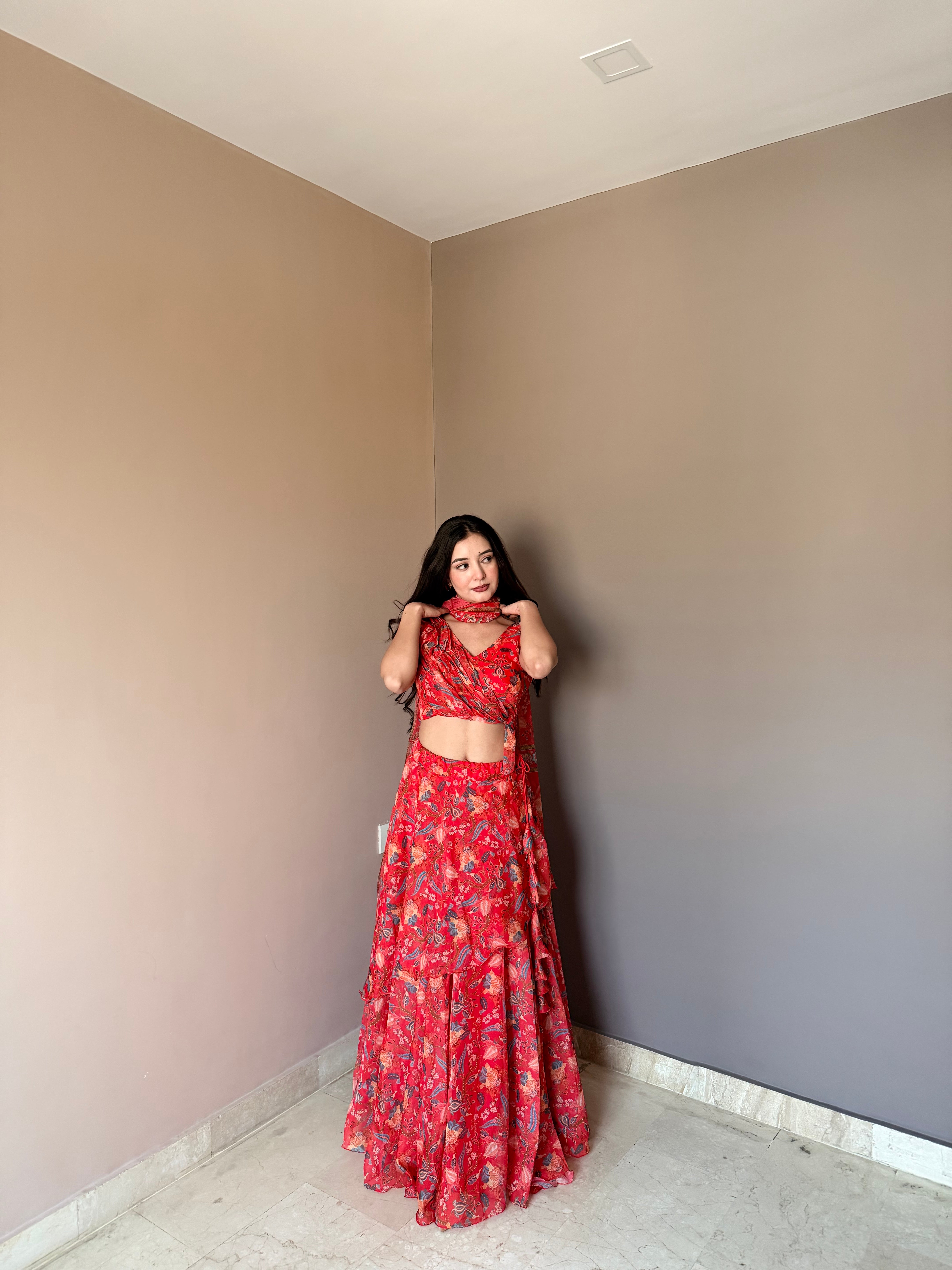 Designer Party Wear Floral Lehenga Choli Set