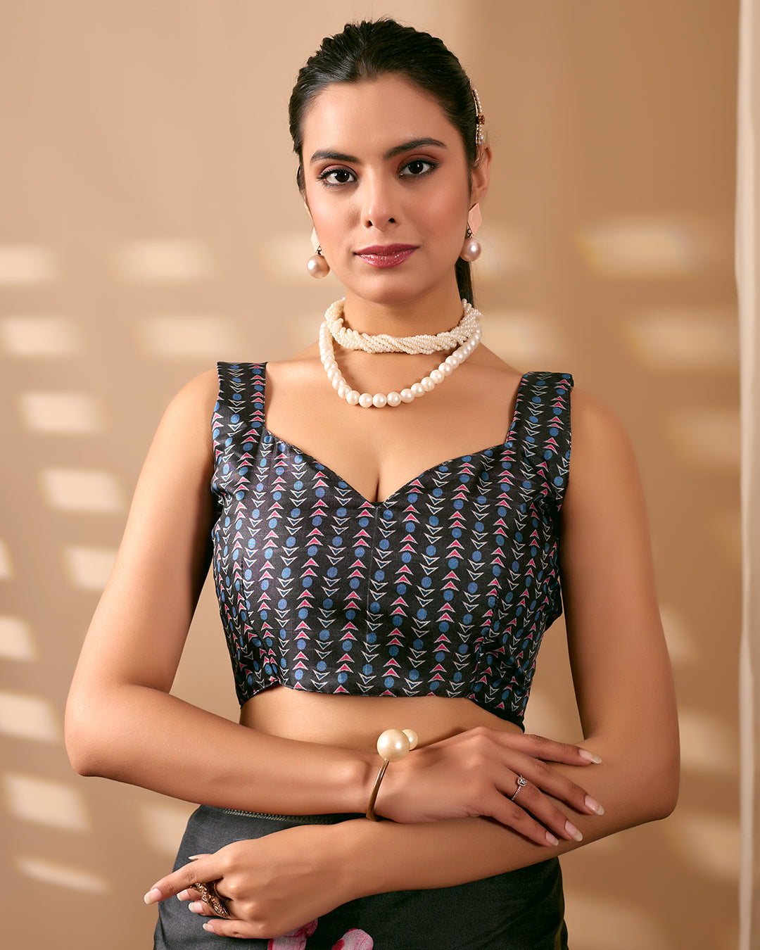 Stunning Soft Lichi Silk Saree featuring digital floral artistry on a deep elegant base with a rich golden zari border