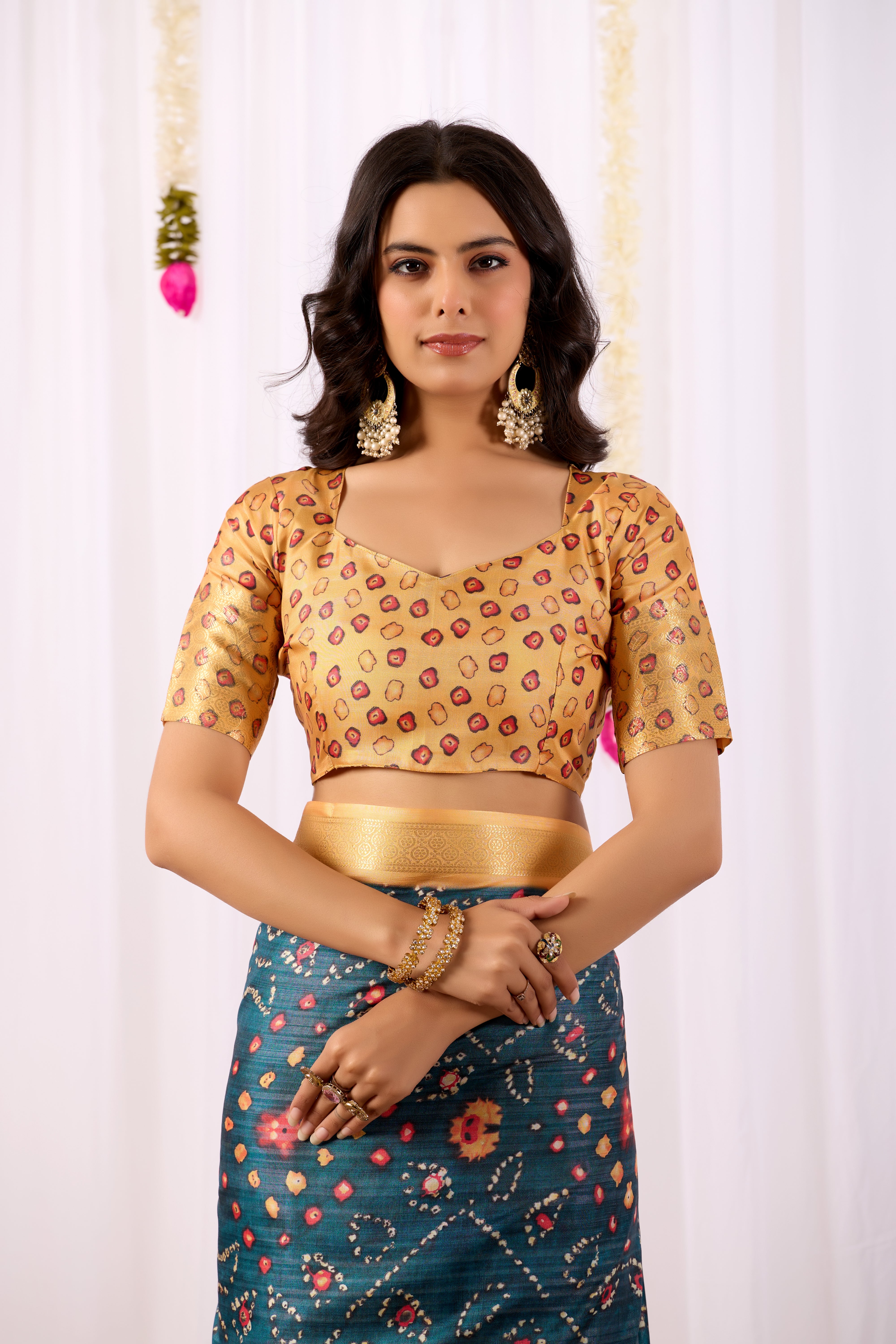 Soft Lichi Silk Saree featuring an Elegant Tribal Art Print complemented by a Luxurious Rich Zari Border