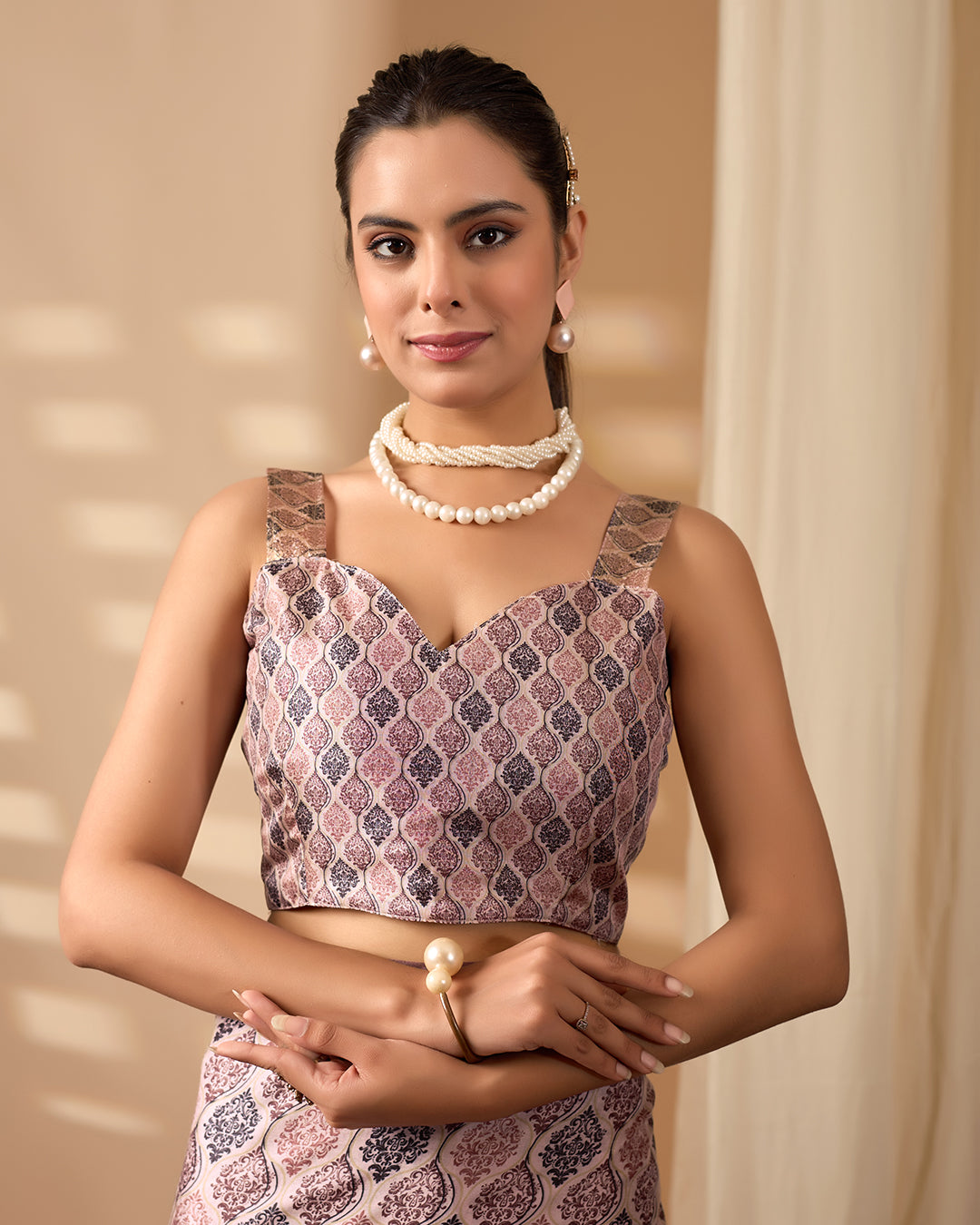 Elegant Soft Lichi Silk Saree beautifully crafted with intricate digital weaving patterns and a rich golden zari border