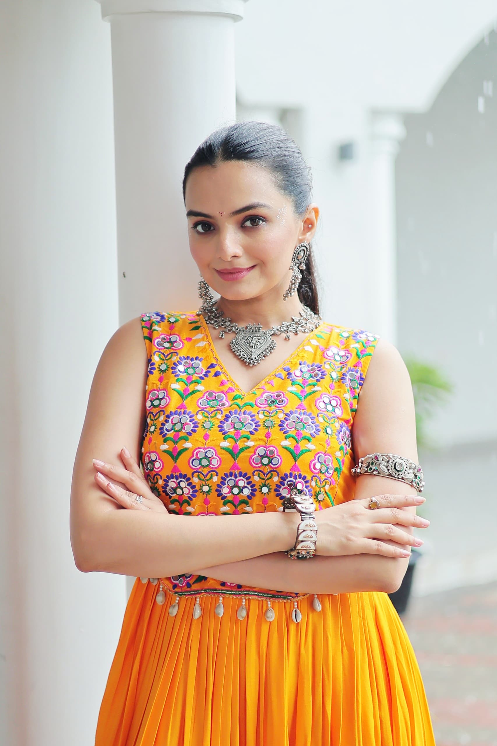 Embroidered Sleeveless Flared Anarkali Gown