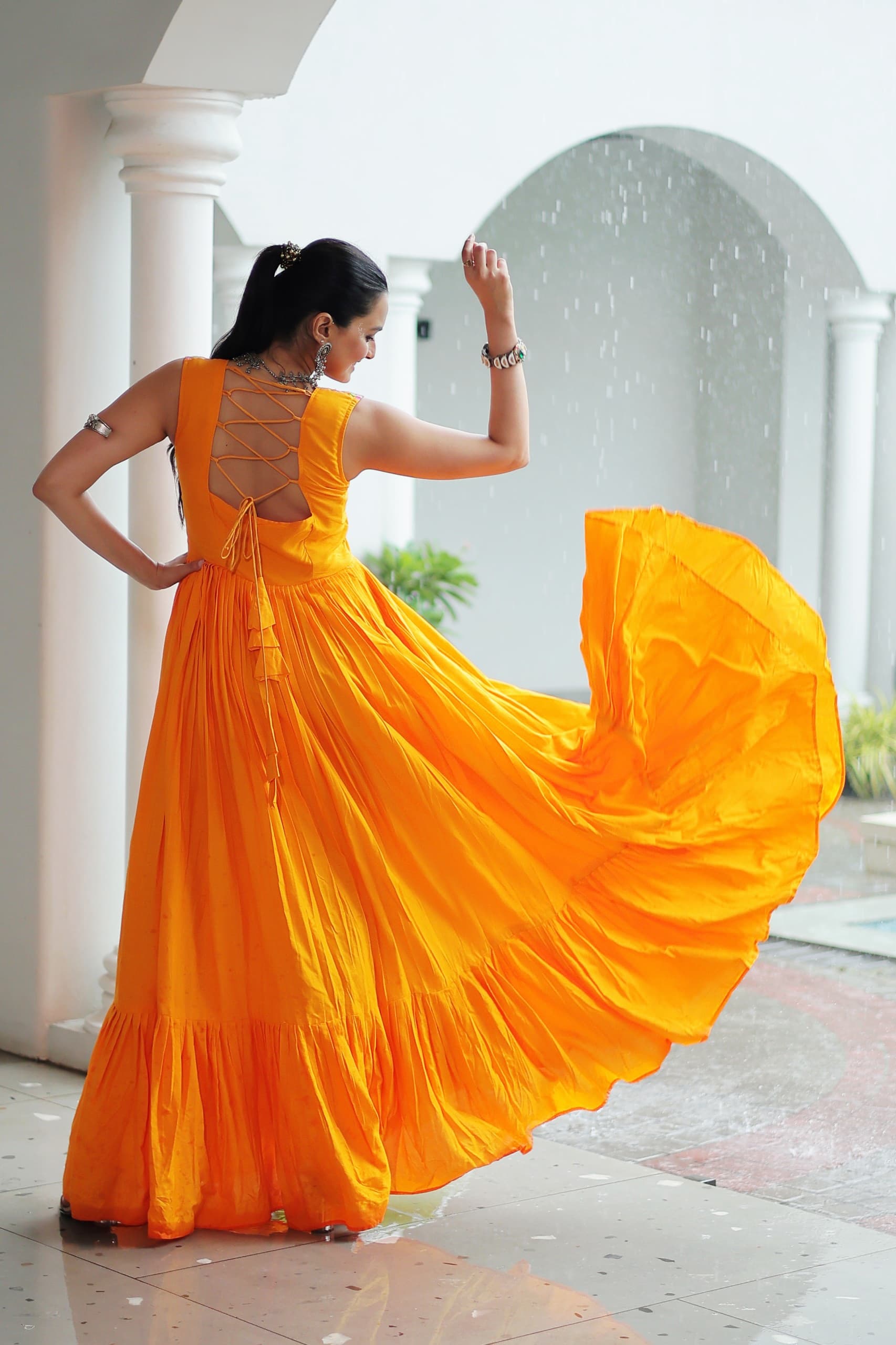 Embroidered Sleeveless Flared Anarkali Gown