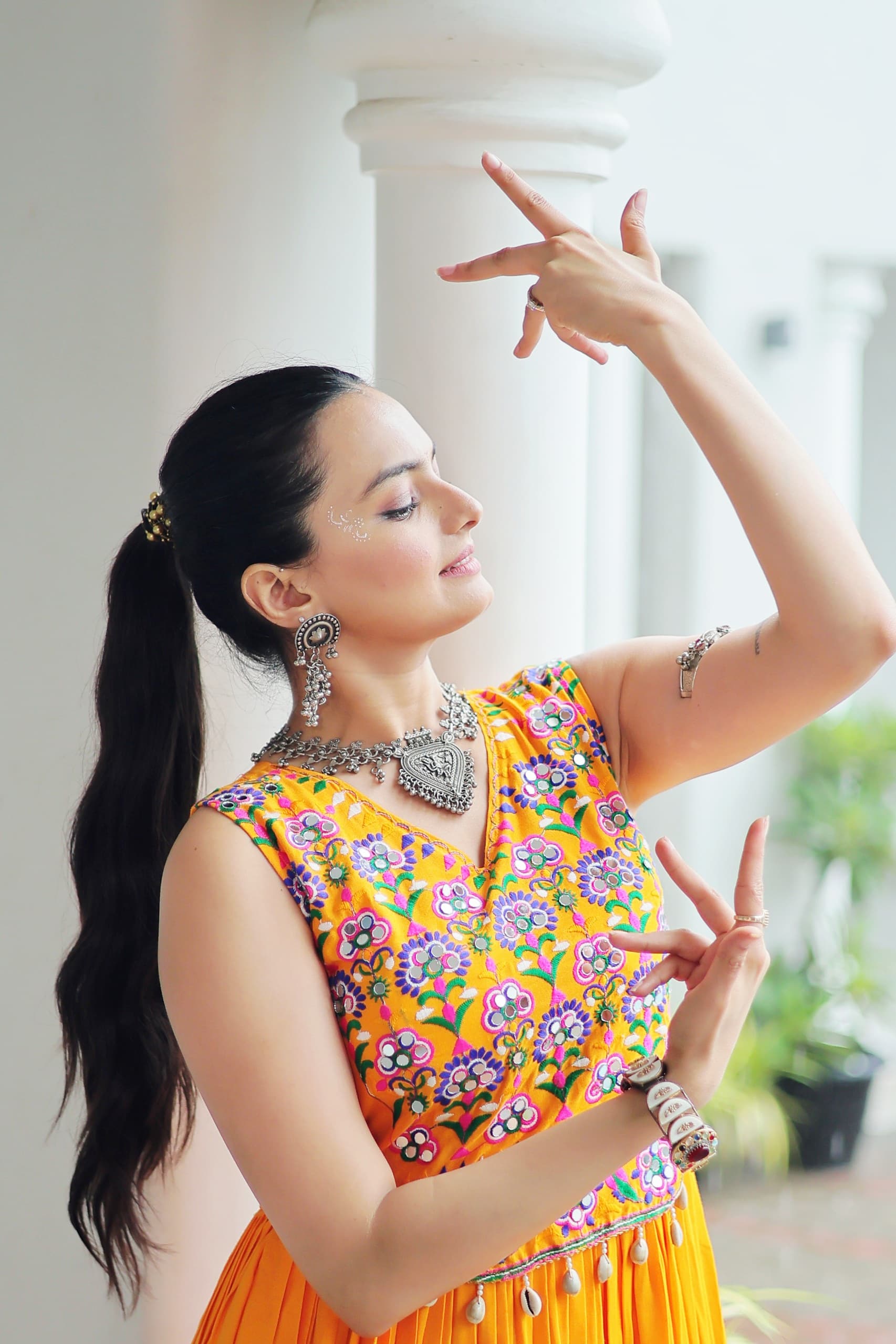 Embroidered Sleeveless Flared Anarkali Gown