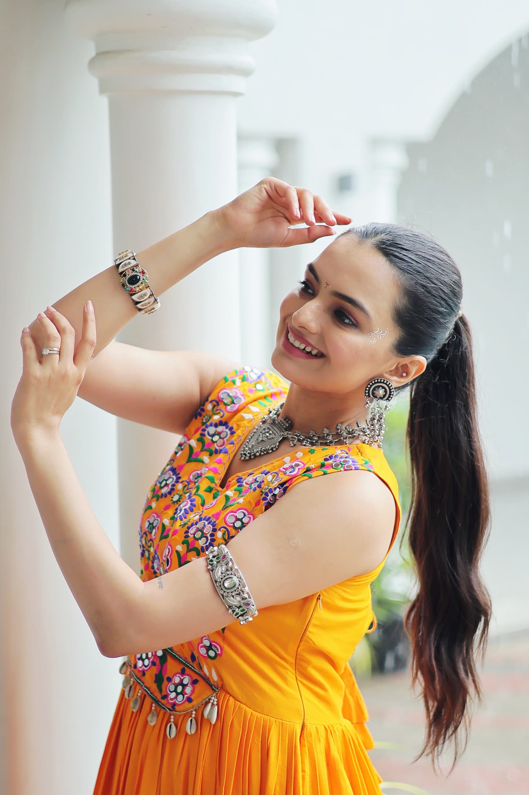 Embroidered Sleeveless Flared Anarkali Gown