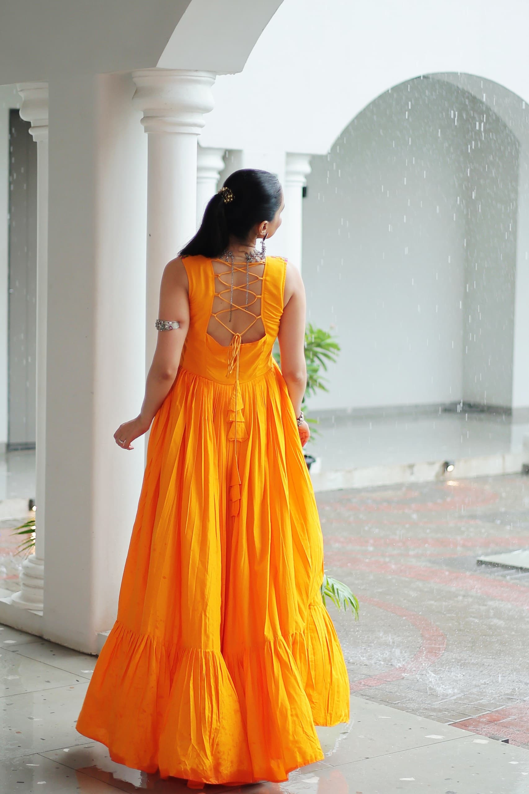 Embroidered Sleeveless Flared Anarkali Gown