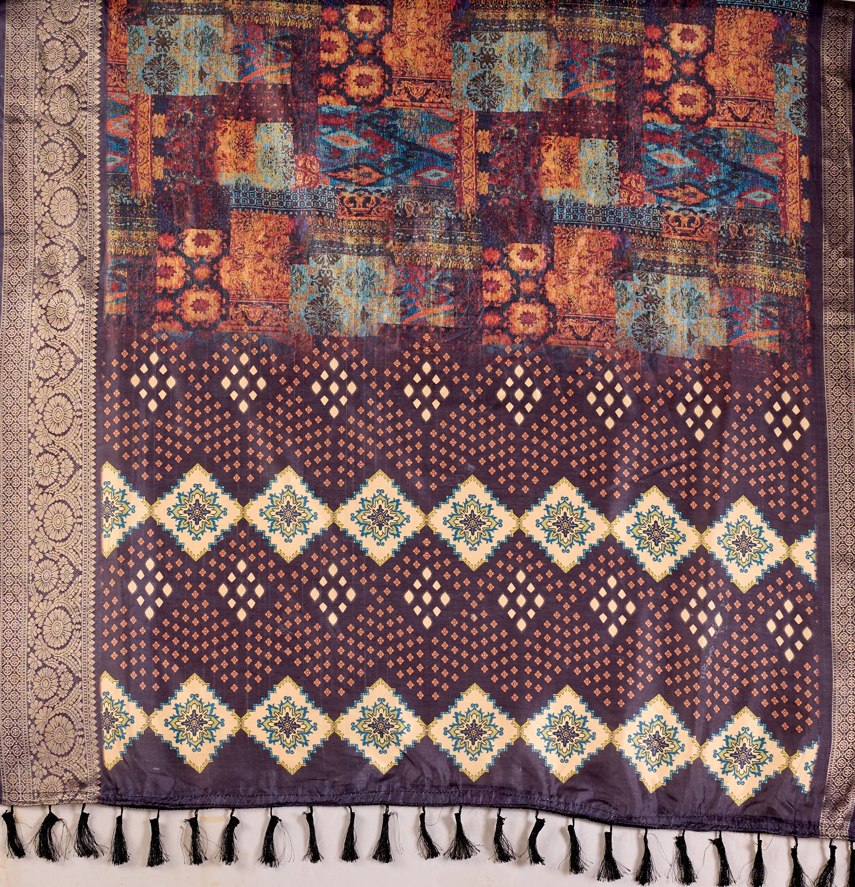 Elegant Soft Lichi Silk Saree with mesmerizing digital ethnic patterns