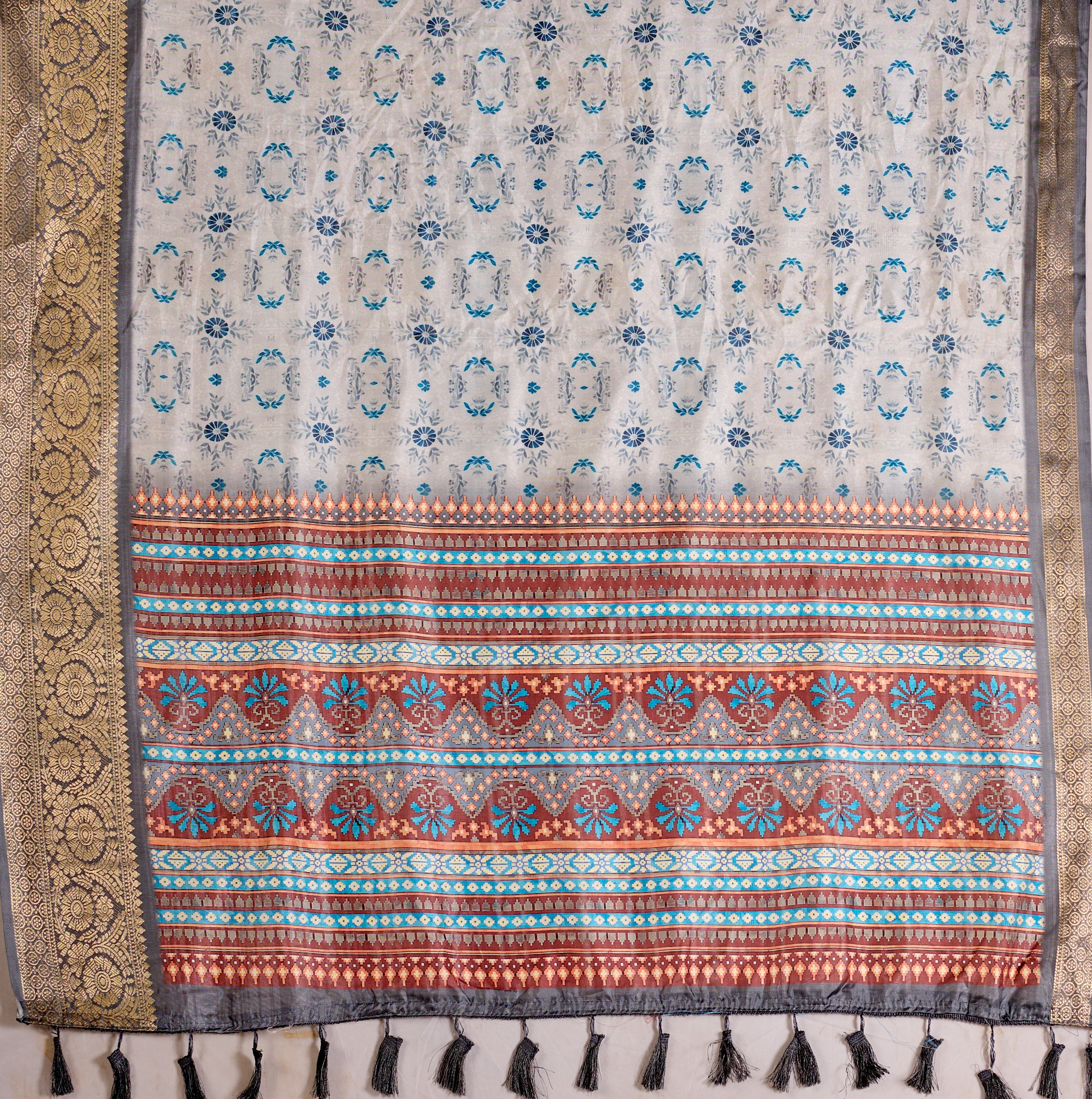 Premium Soft Lichi Silk Saree in Elegant Sea Green Shade, adorned with Artistic Abstract