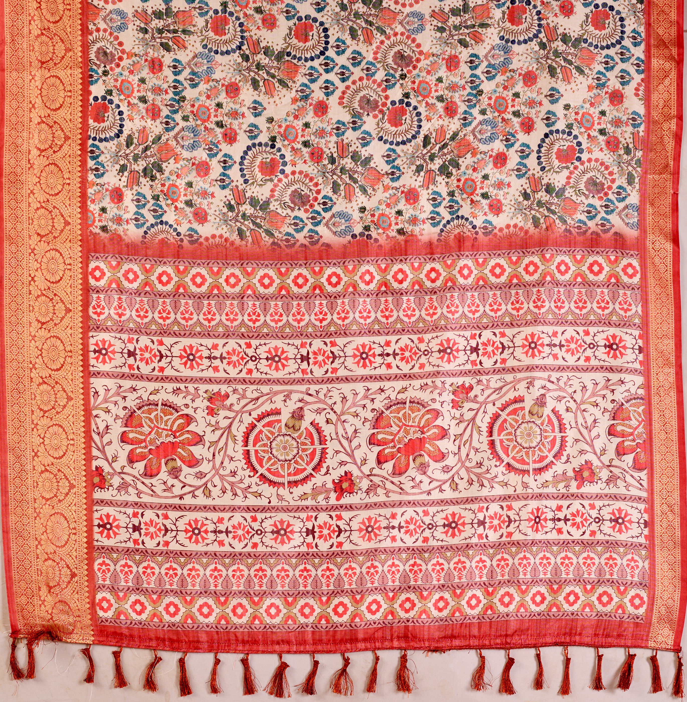 Premium Soft Lichi Silk Saree with elegant Patola-inspired geometric prints beautifully crafted with a luxurious zari woven border