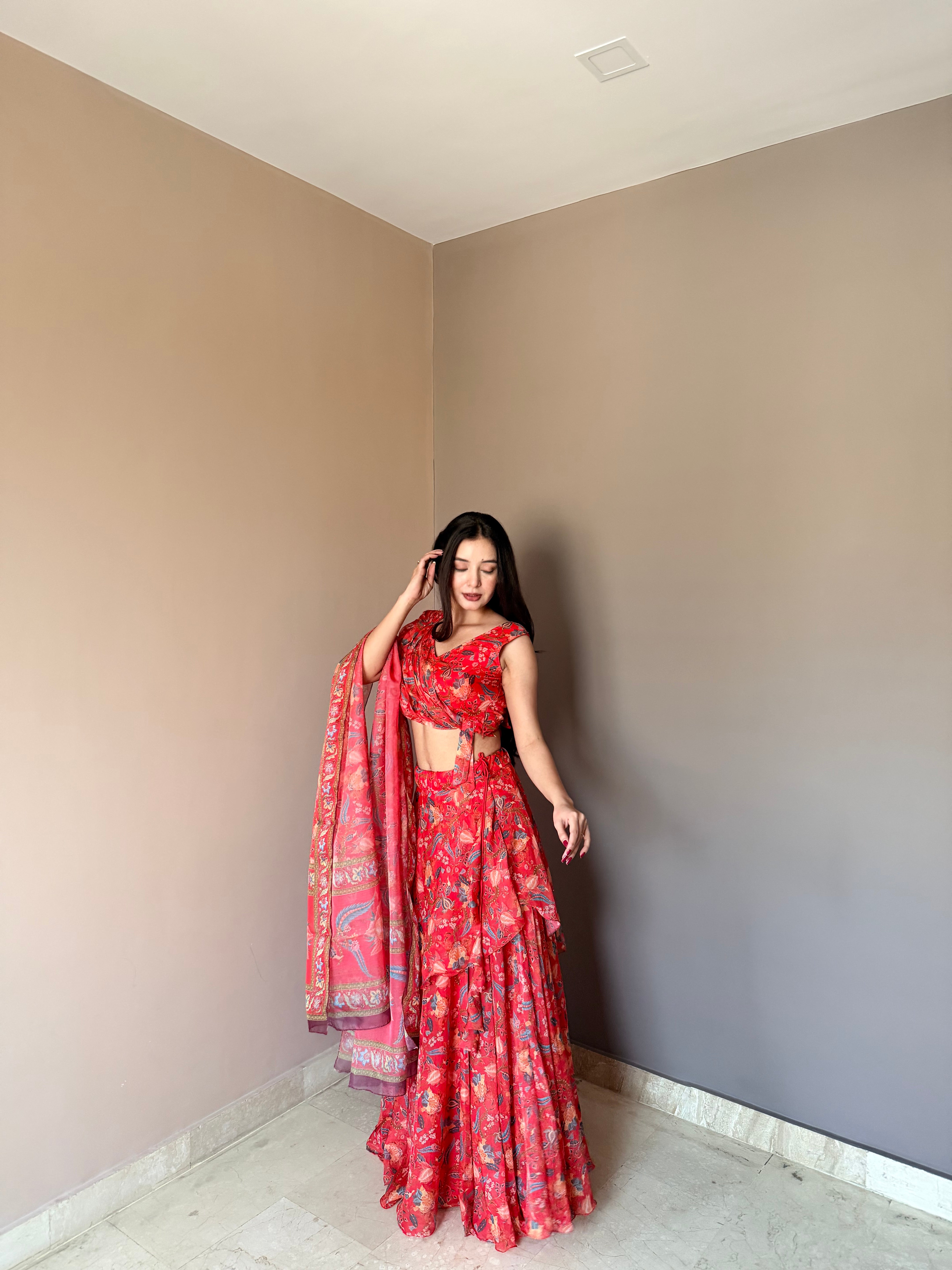 Designer Party Wear Floral Lehenga Choli Set