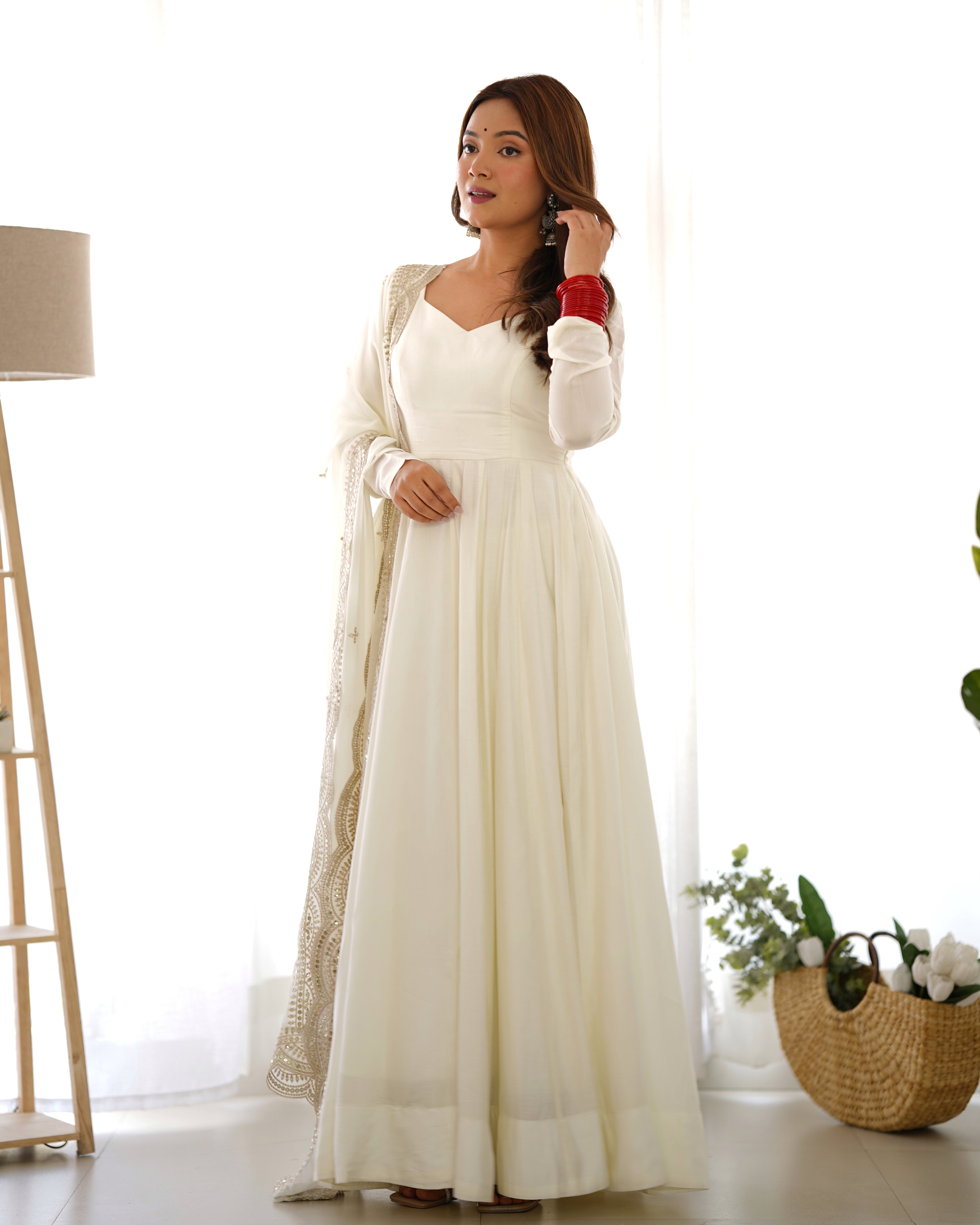 PRESENTING NEW PREMIUM QUALITY PURE ROMANSILK CHANDERI FABRIC FULLY FLAIR ANARKALI,WITH DUPPTA SET,PENT READY TO WEAR