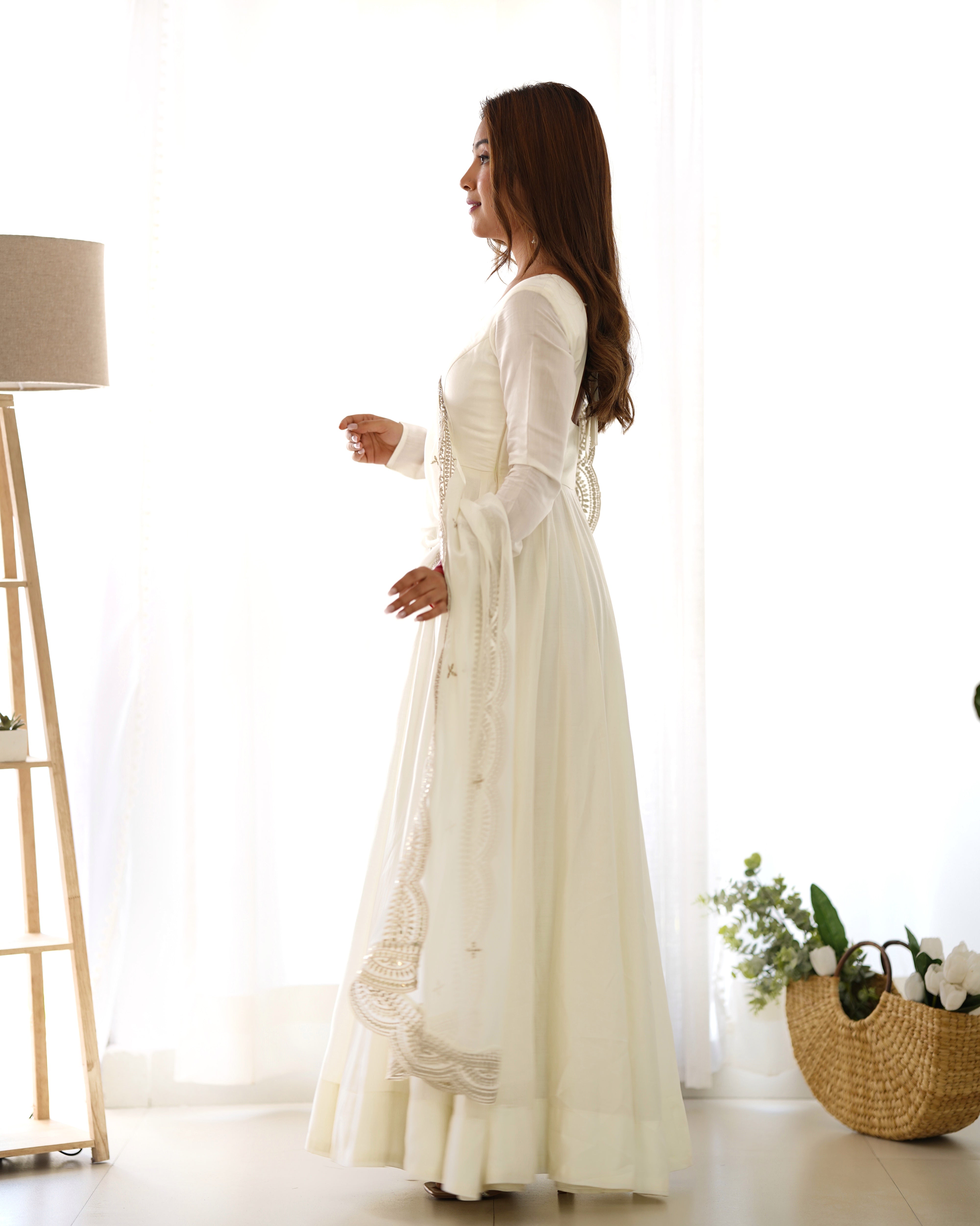 PRESENTING NEW PREMIUM QUALITY PURE ROMANSILK CHANDERI FABRIC FULLY FLAIR ANARKALI,WITH DUPPTA SET,PENT READY TO WEAR