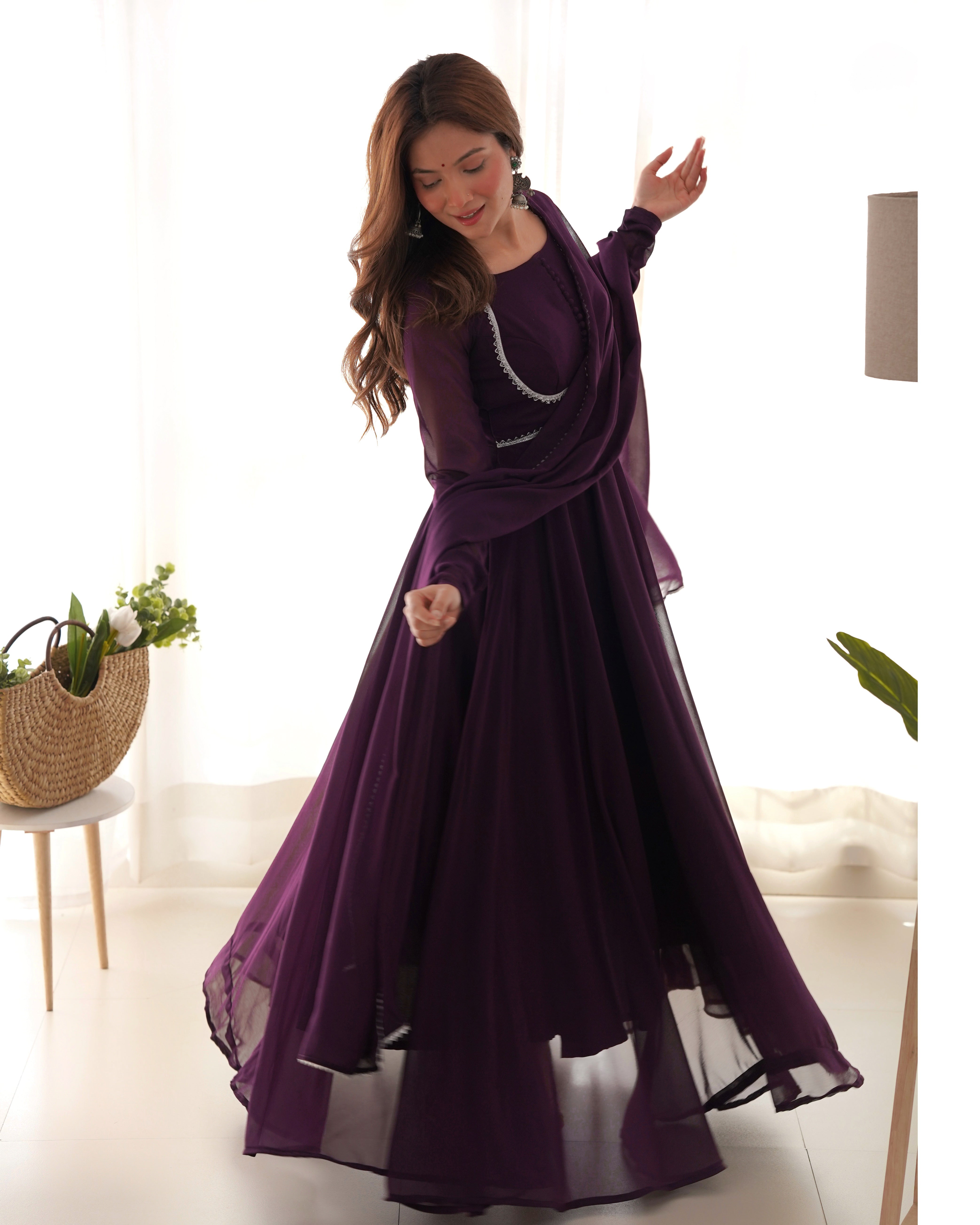 NEW GEORGETTE ANARKALI GOWN DUPPTA