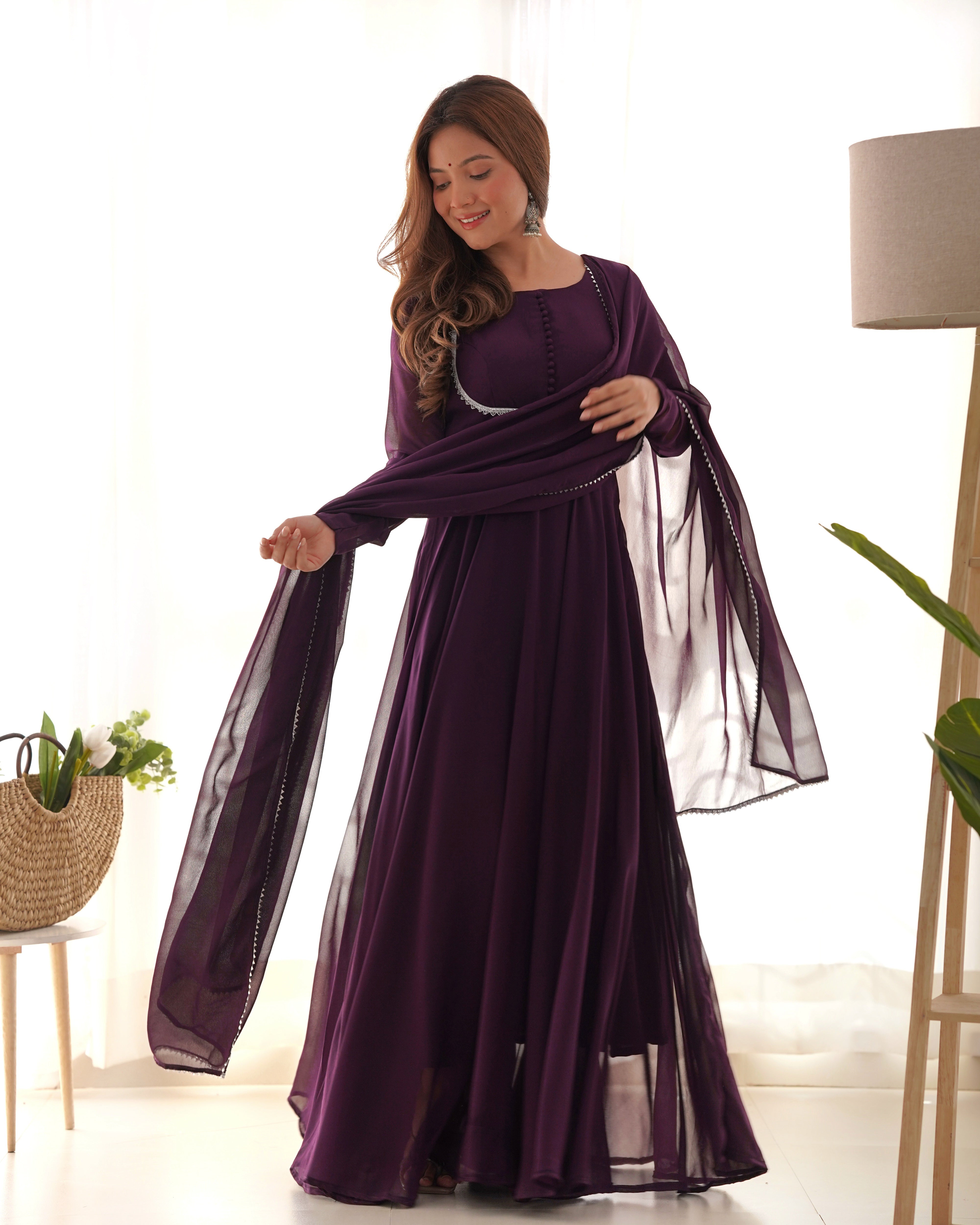 NEW GEORGETTE ANARKALI GOWN DUPPTA