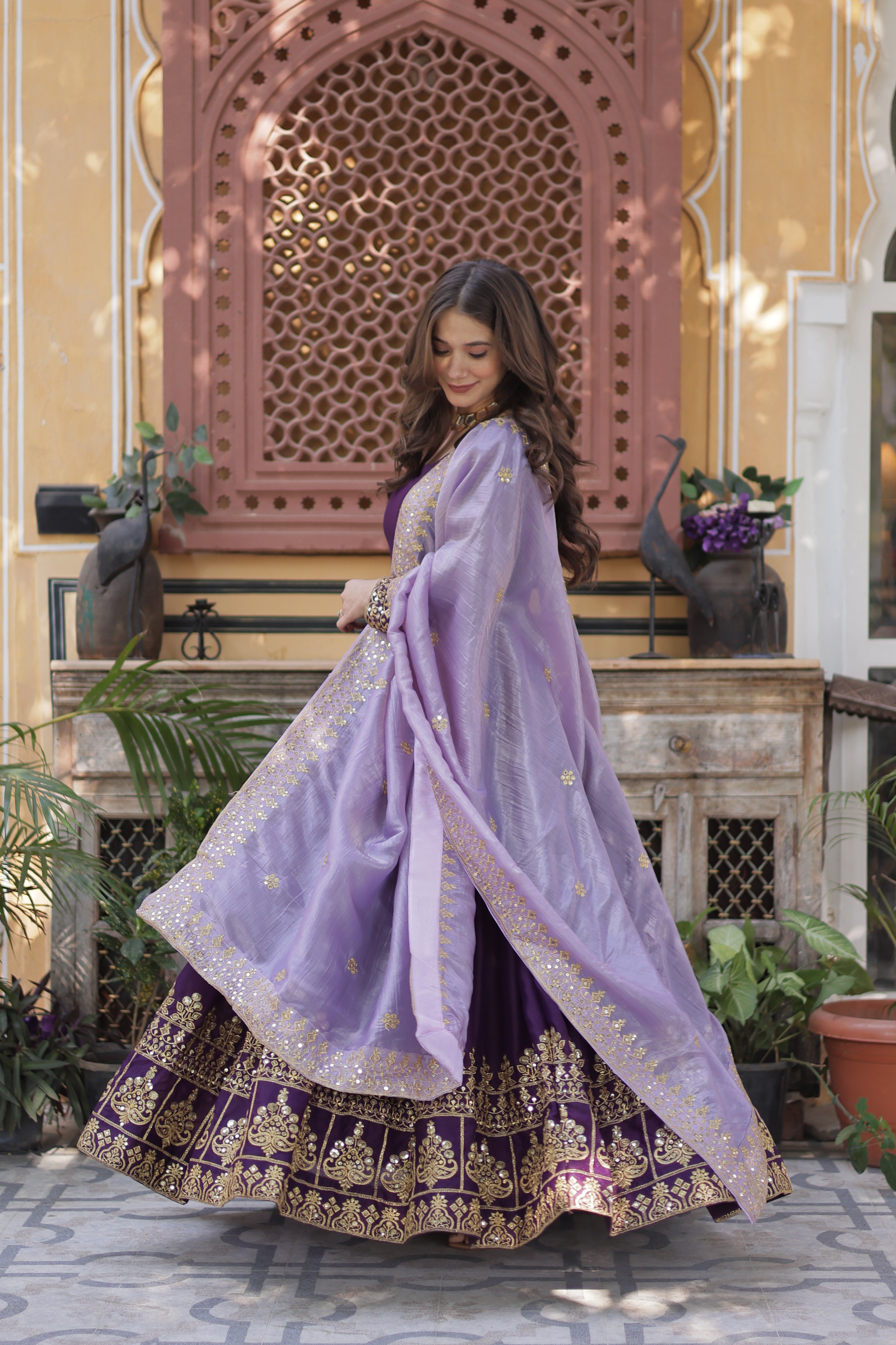 Designer Anarkali Suit with Embroidered Dupatta