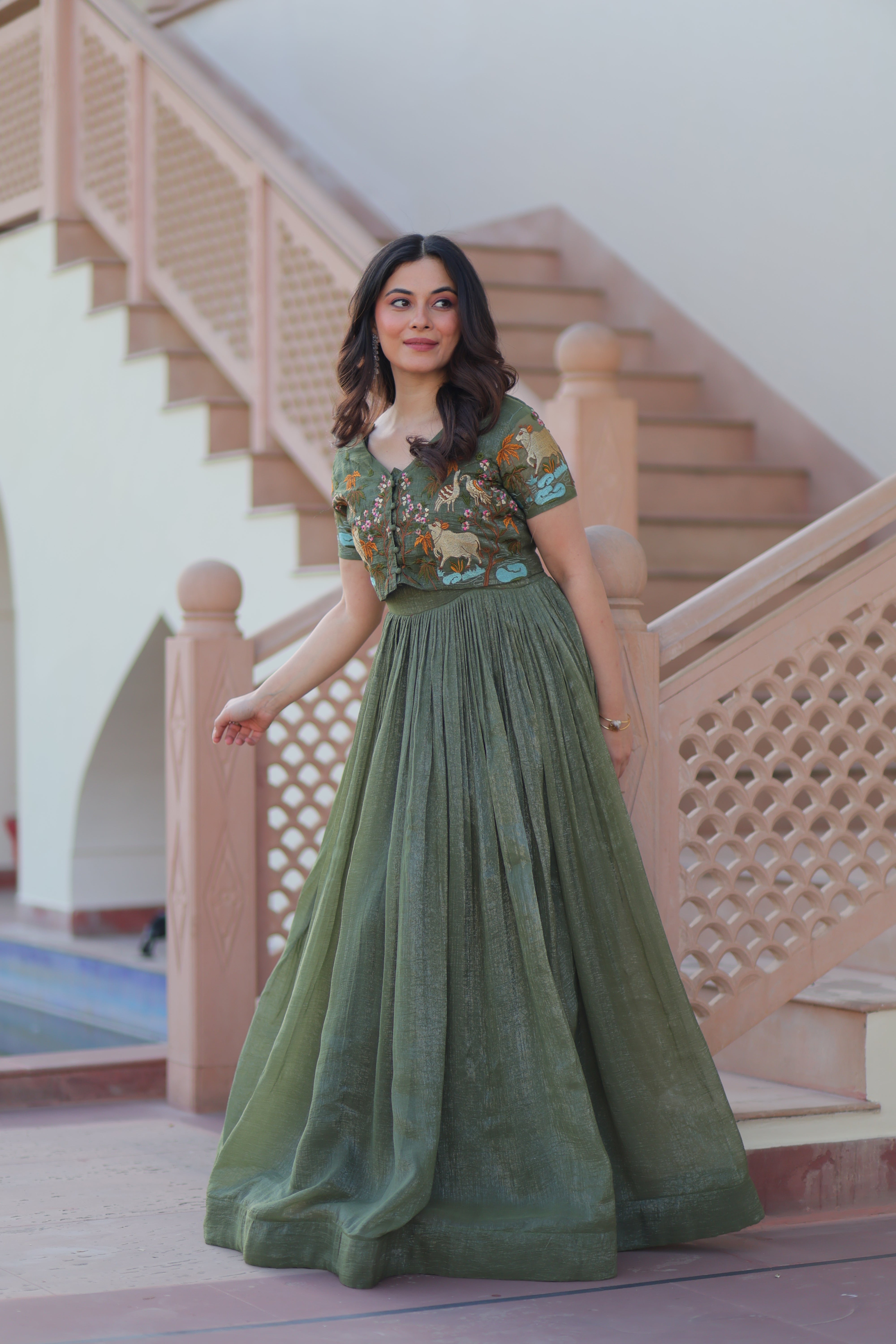 Flared Anarkali Gown with Intricate Embroidery