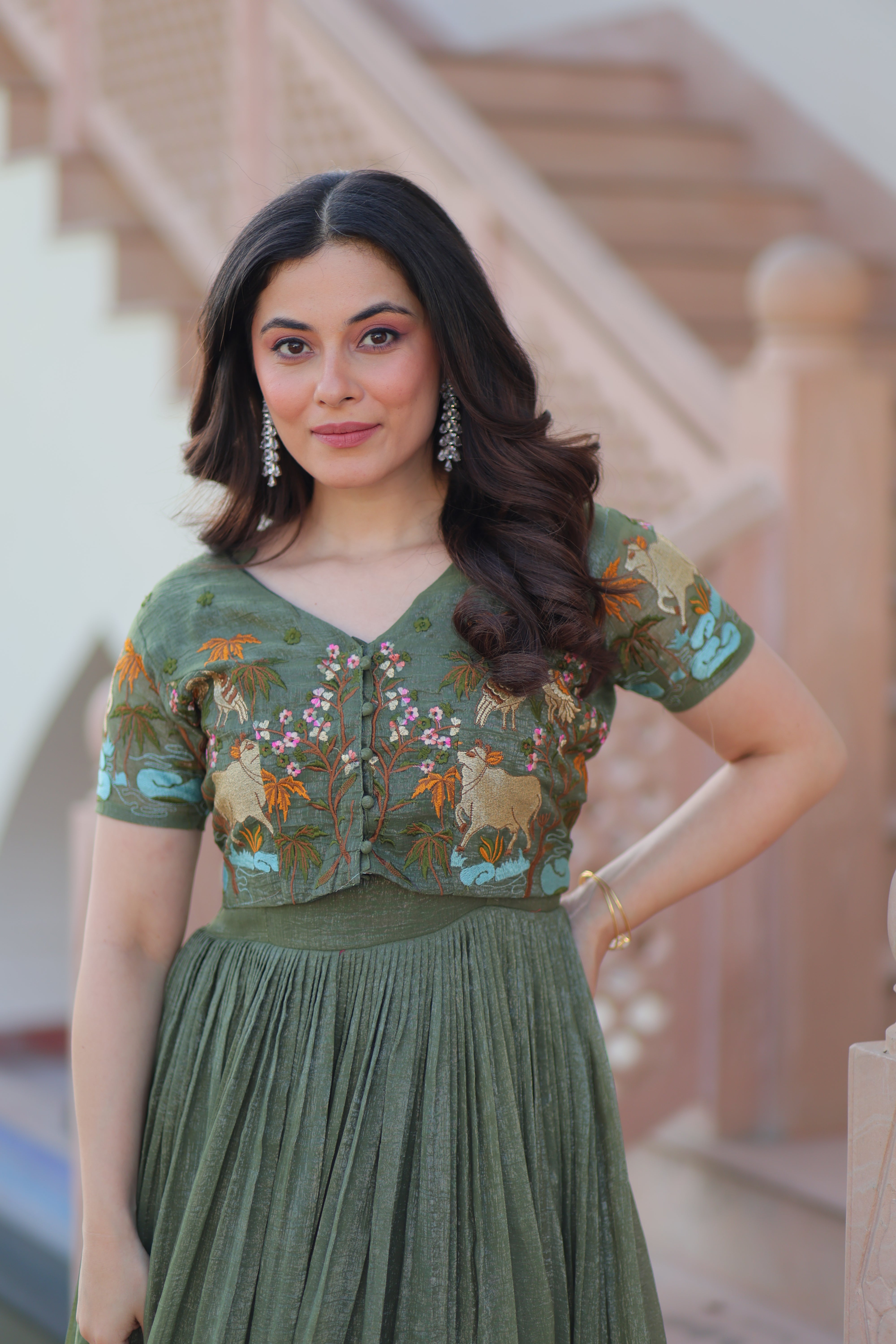 Flared Anarkali Gown with Intricate Embroidery