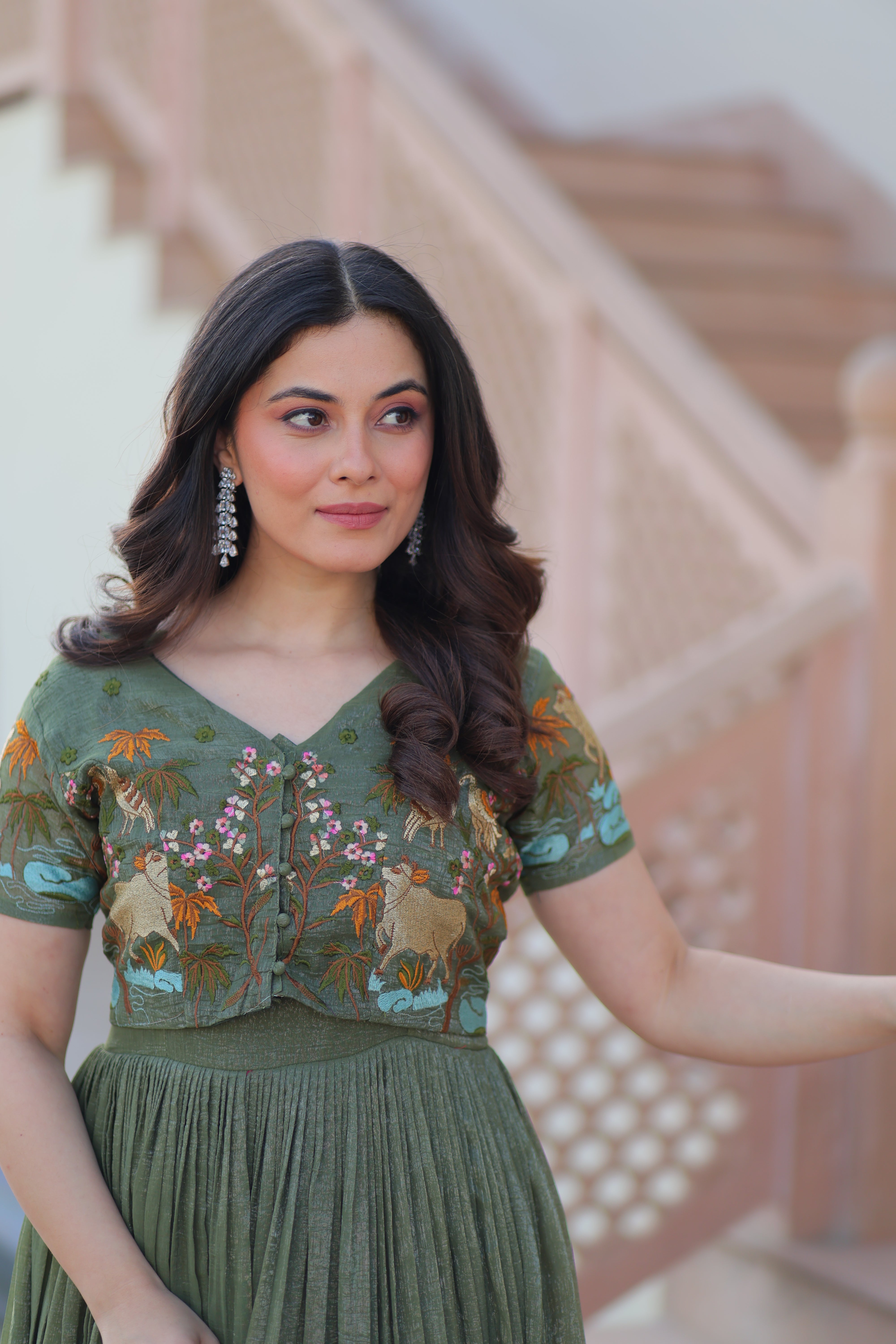 Flared Anarkali Gown with Intricate Embroidery
