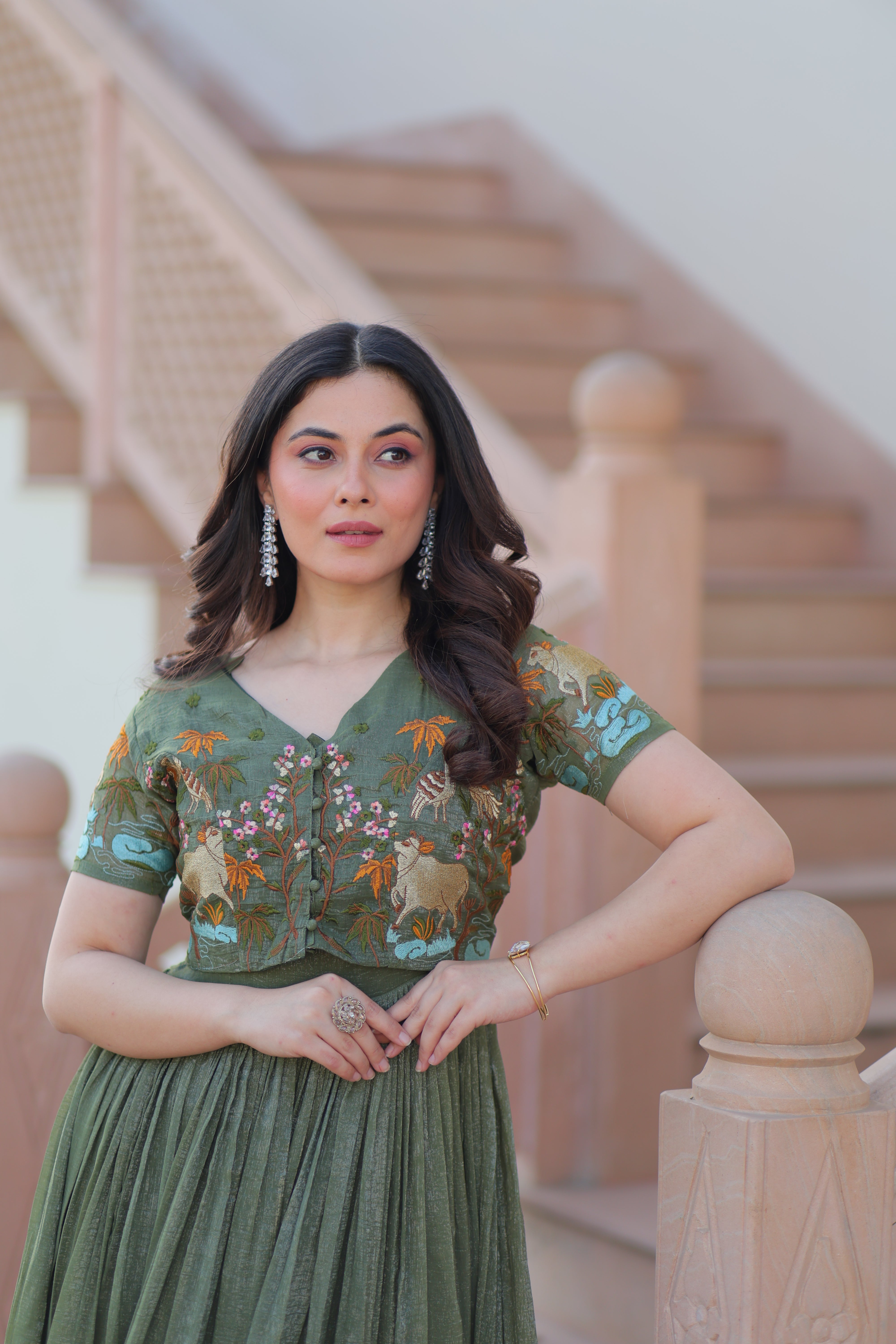 Flared Anarkali Gown with Intricate Embroidery