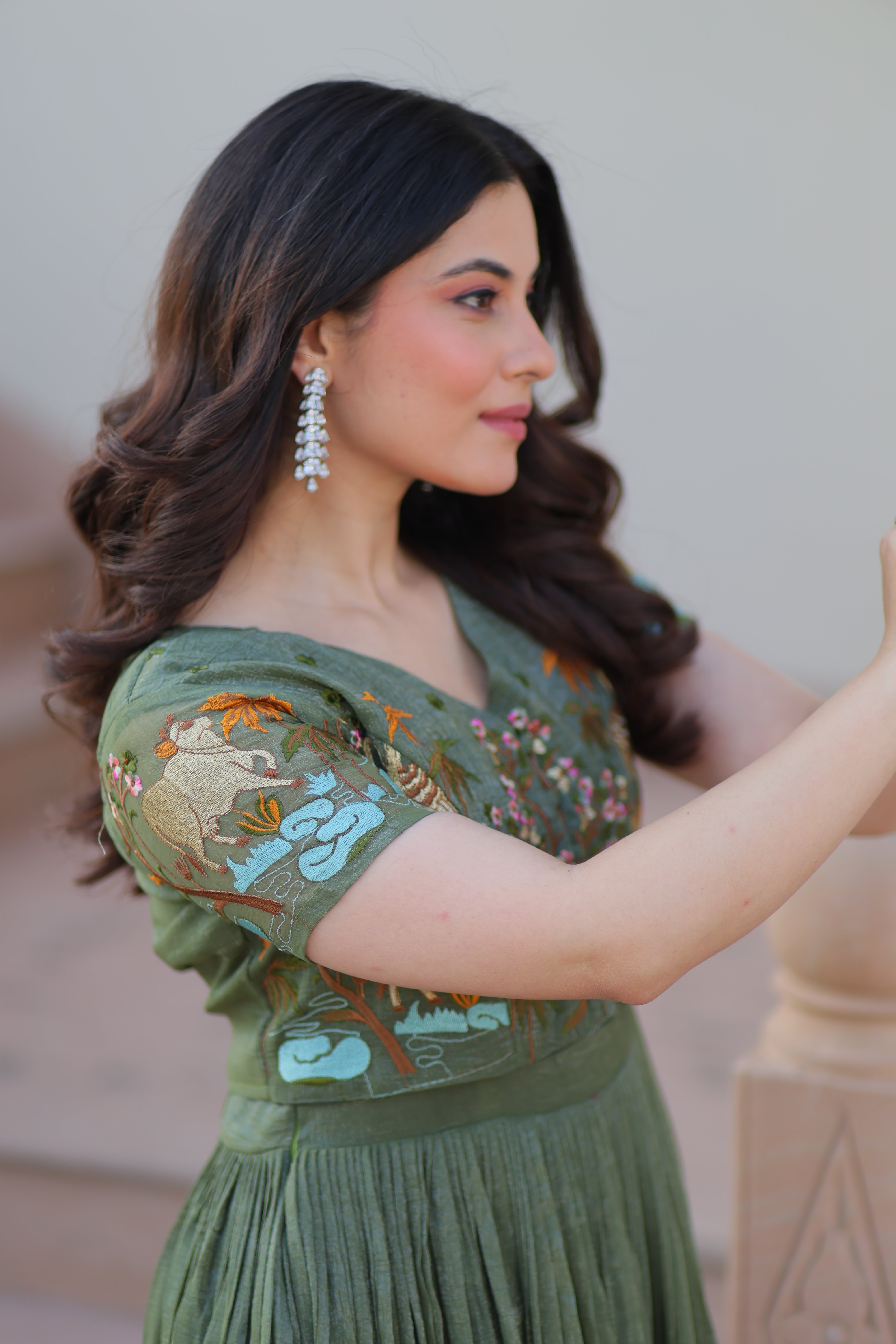 Flared Anarkali Gown with Intricate Embroidery