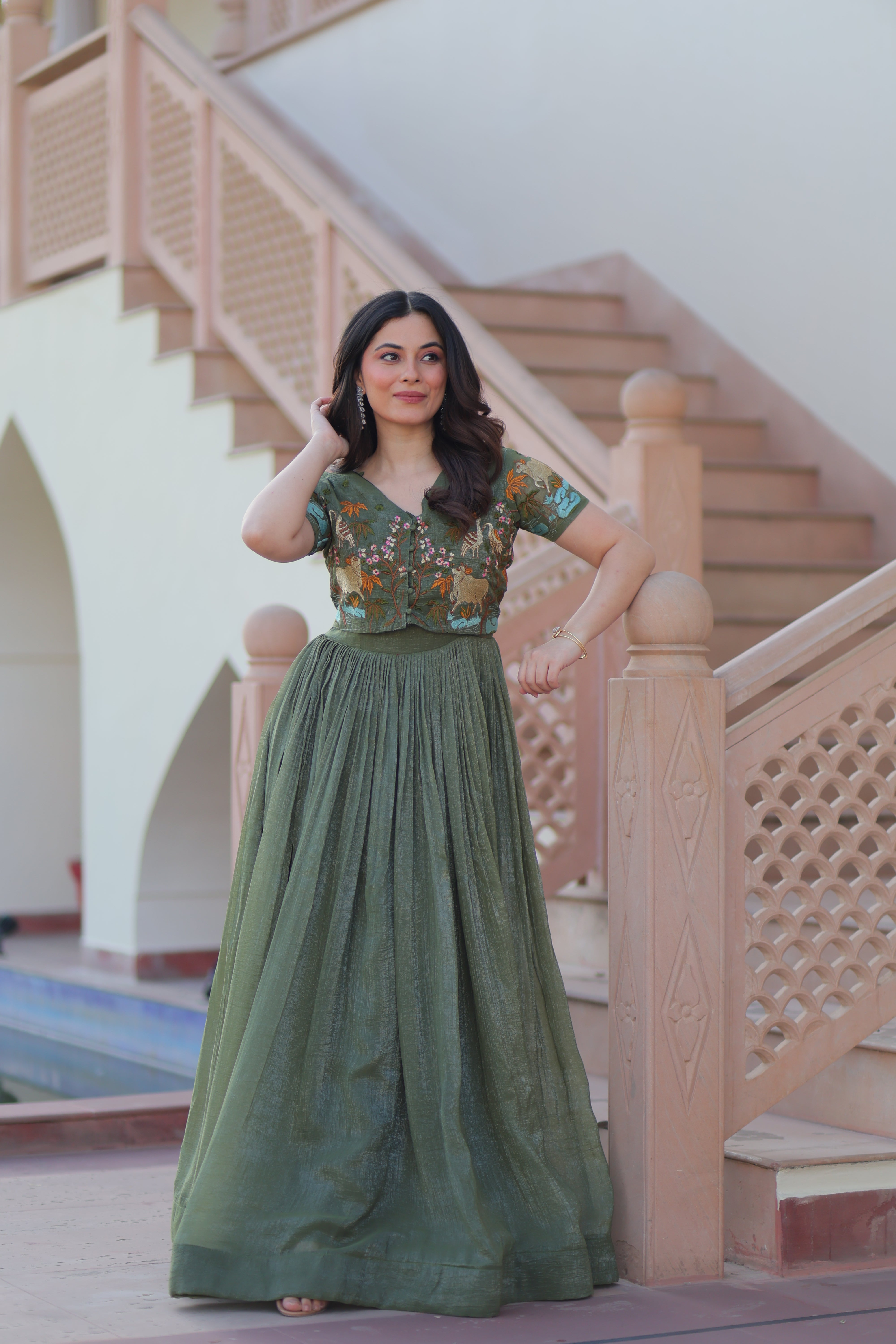 Flared Anarkali Gown with Intricate Embroidery